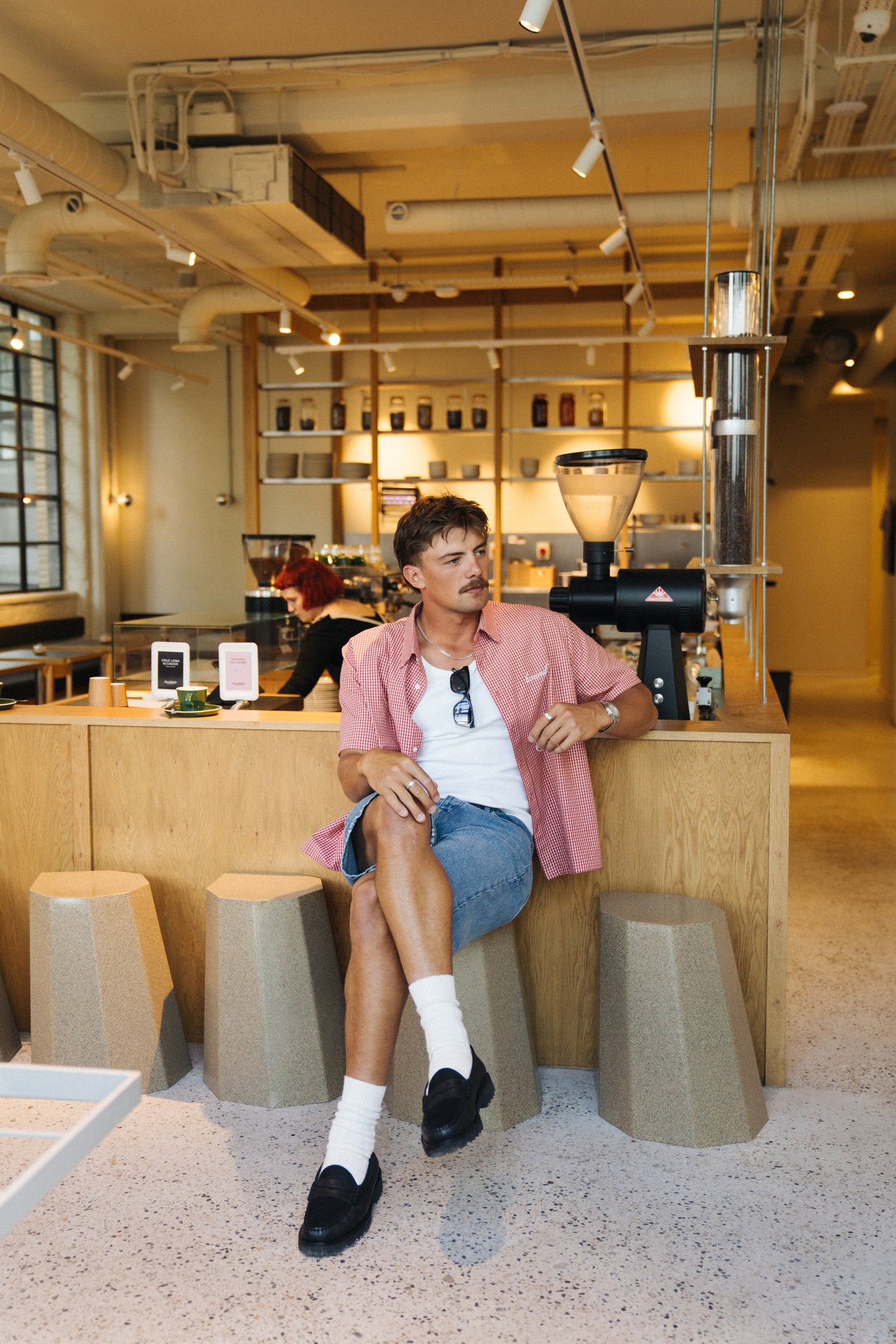 BOTHA CROPPED GINGHAM SHIRT - RED