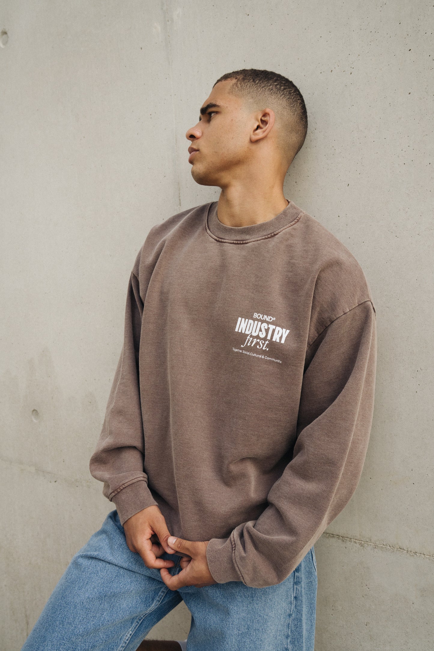 INDUSTRY FIRST SWEATER - WASHED LIGHT BROWN