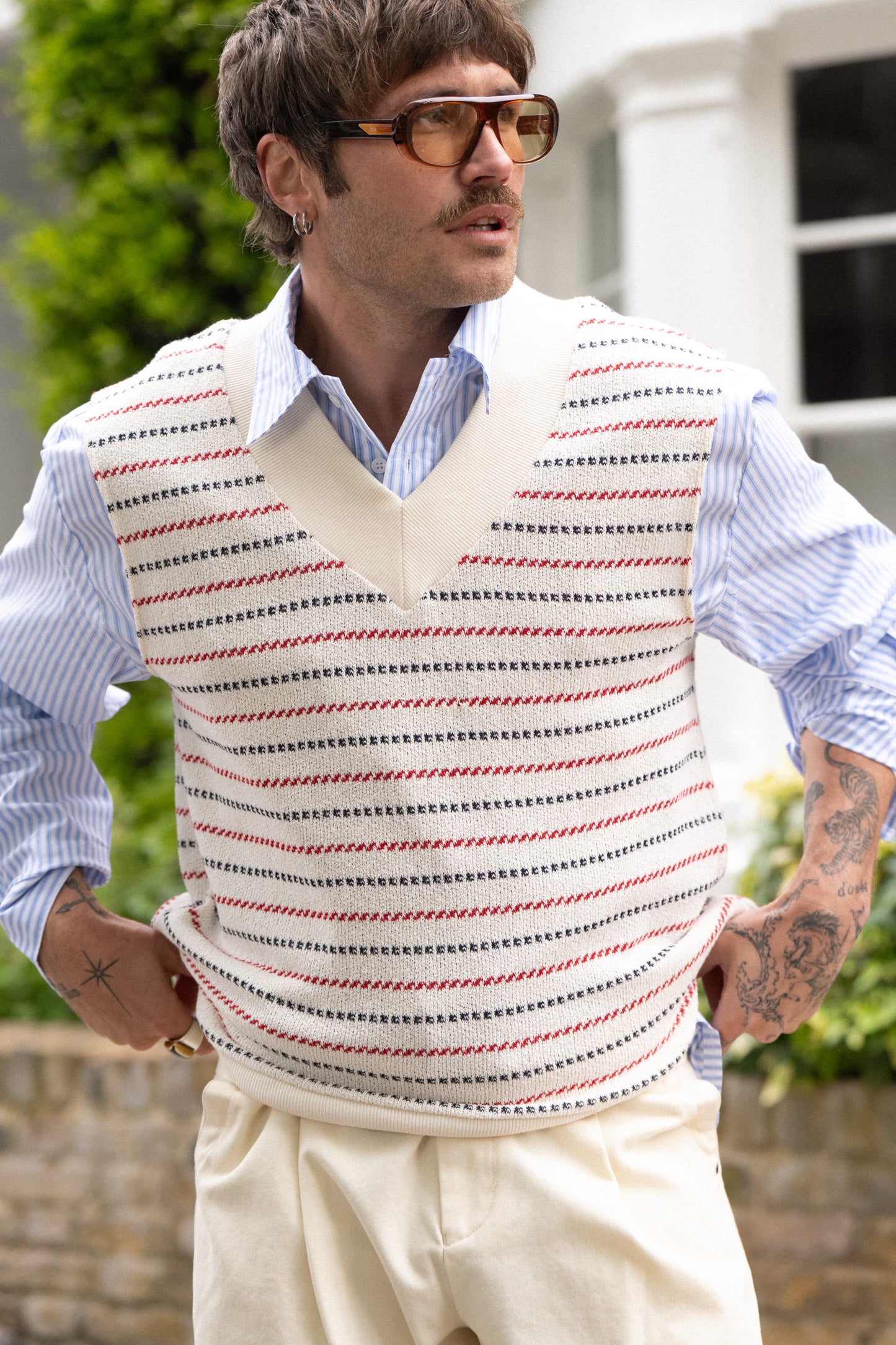 FREDDIE TEXTURED STRIPE VEST