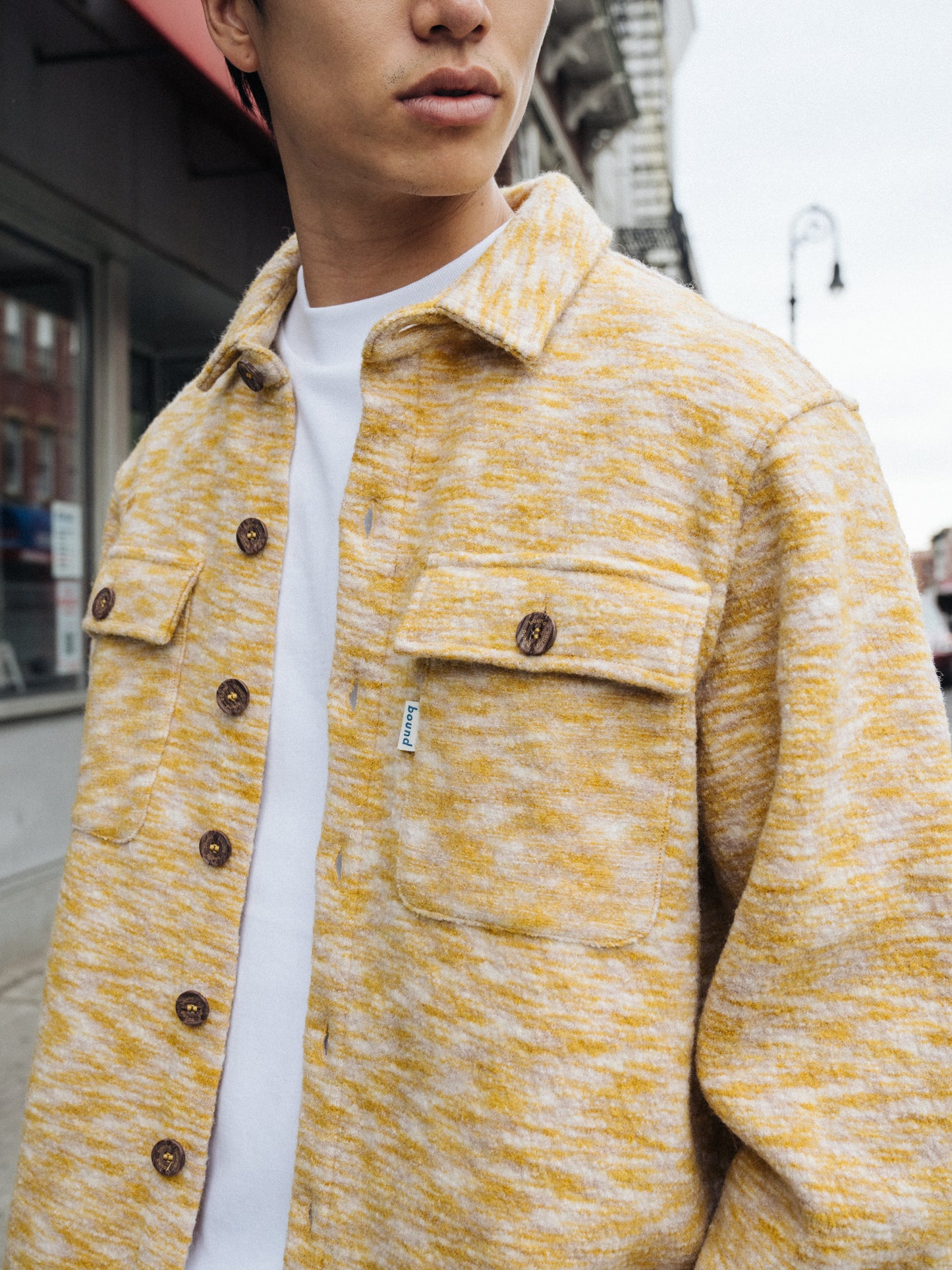 MARBLE WOOL OVERSHIRT - MUSTARD