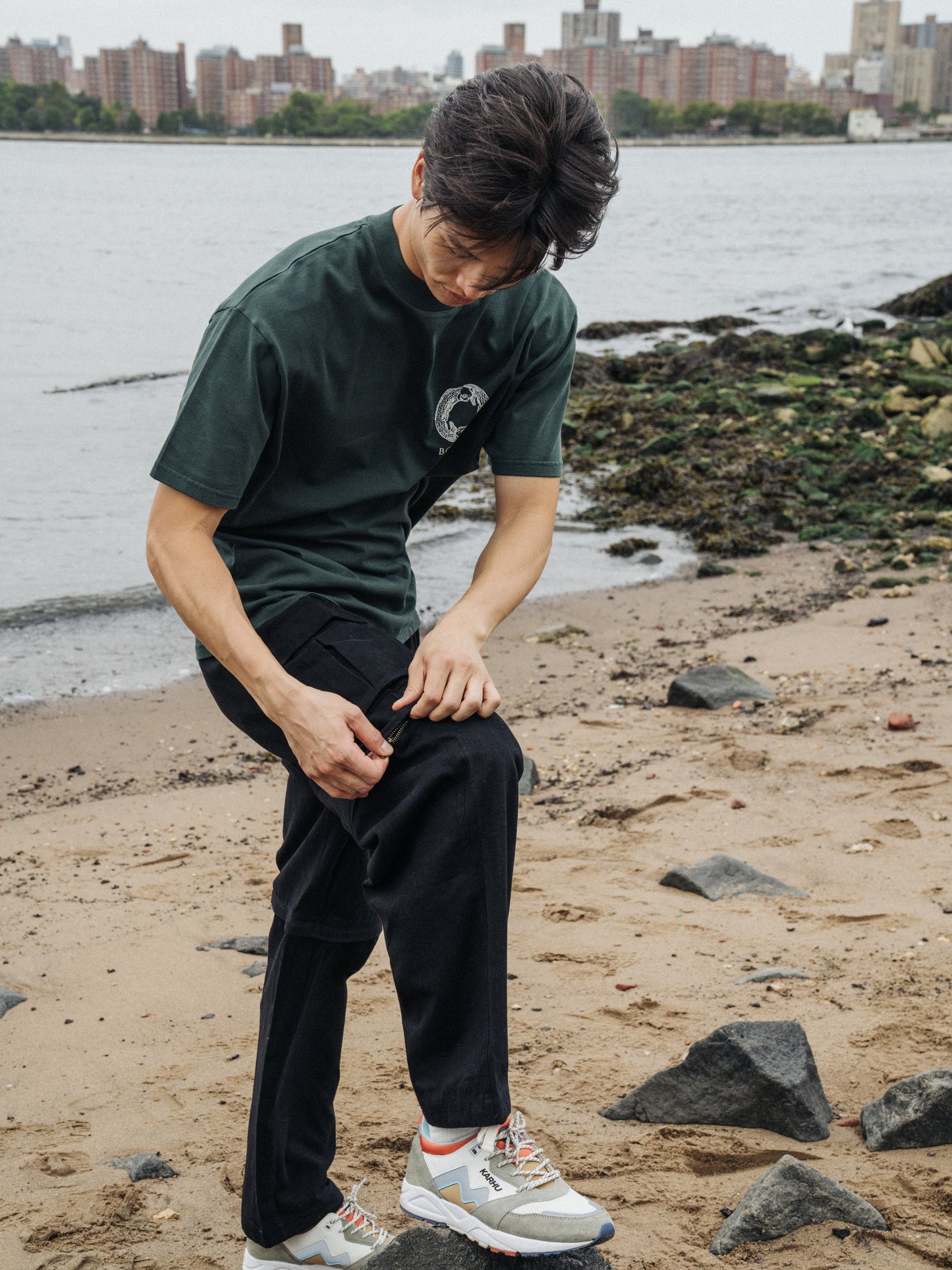 CANVAS CARGO TROUSER + SHORT ZIP OFFS - BLACK