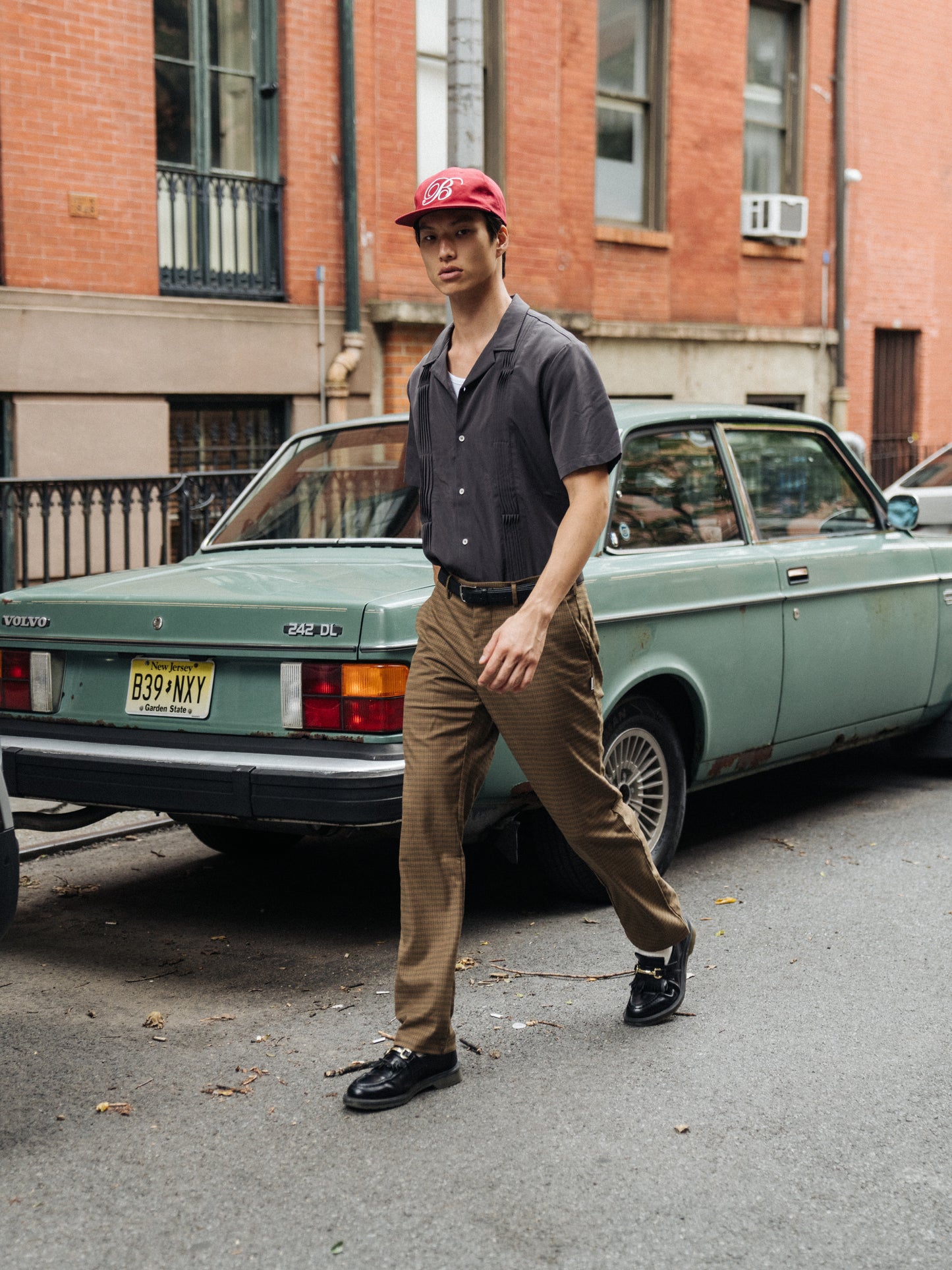 DOGTOOTH SMART TROUSER - FOX BROWN