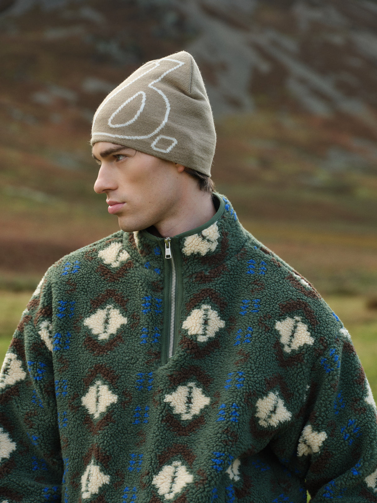 STAMP SKULL BEANIE - WALNUT