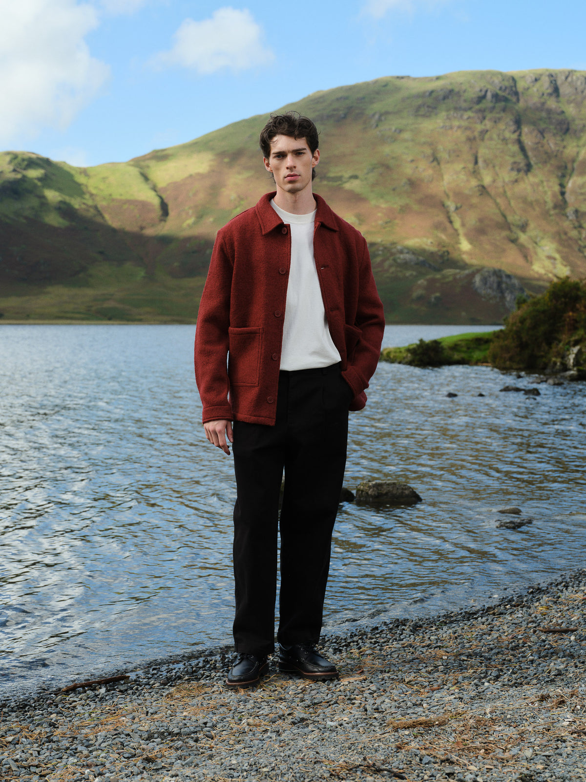 WOOL CHORE JACKET - CARDINAL