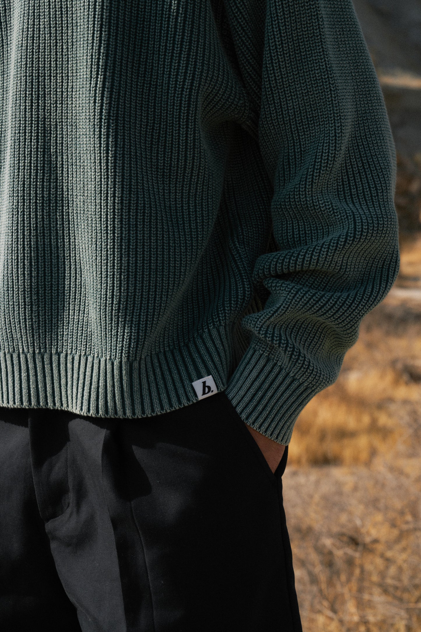RIBBED CROPPED KNIT - WASHED GREEN