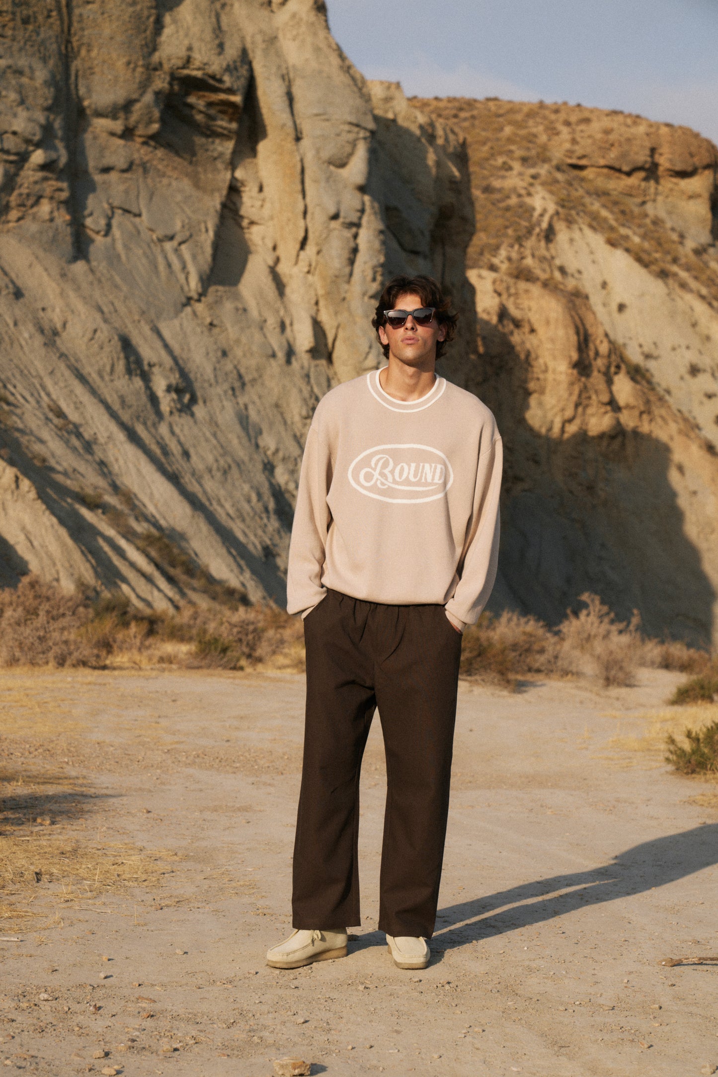 RETRO DISC KNIT SWEATER - BEIGE
