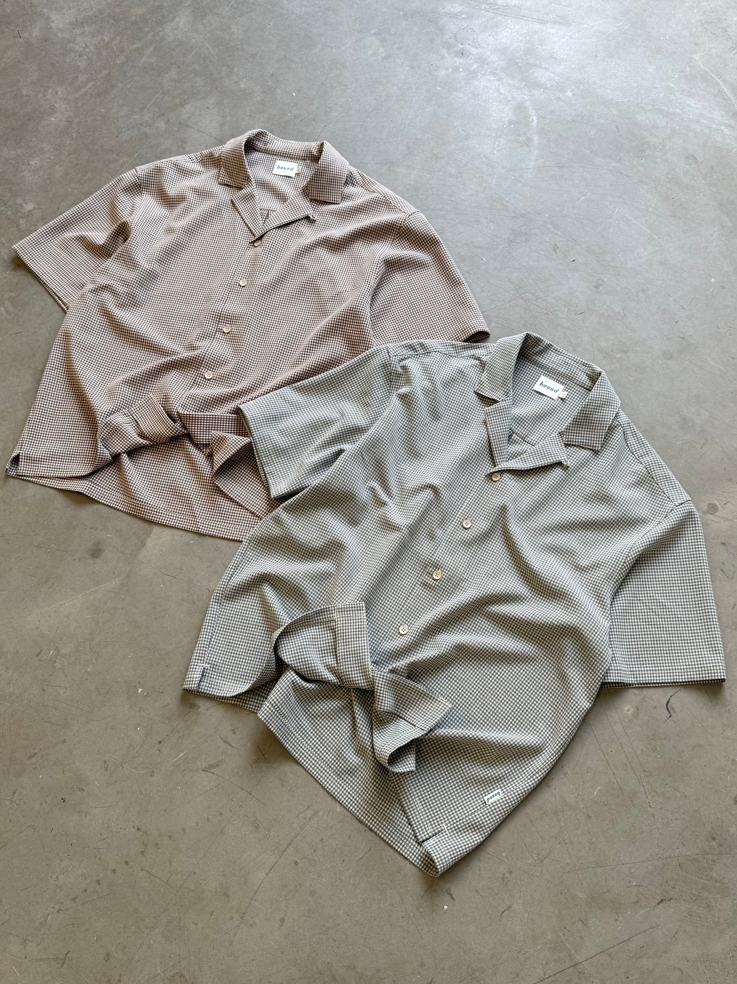 DOGTOOTH PATTERN SHIRT - GREY BLUE