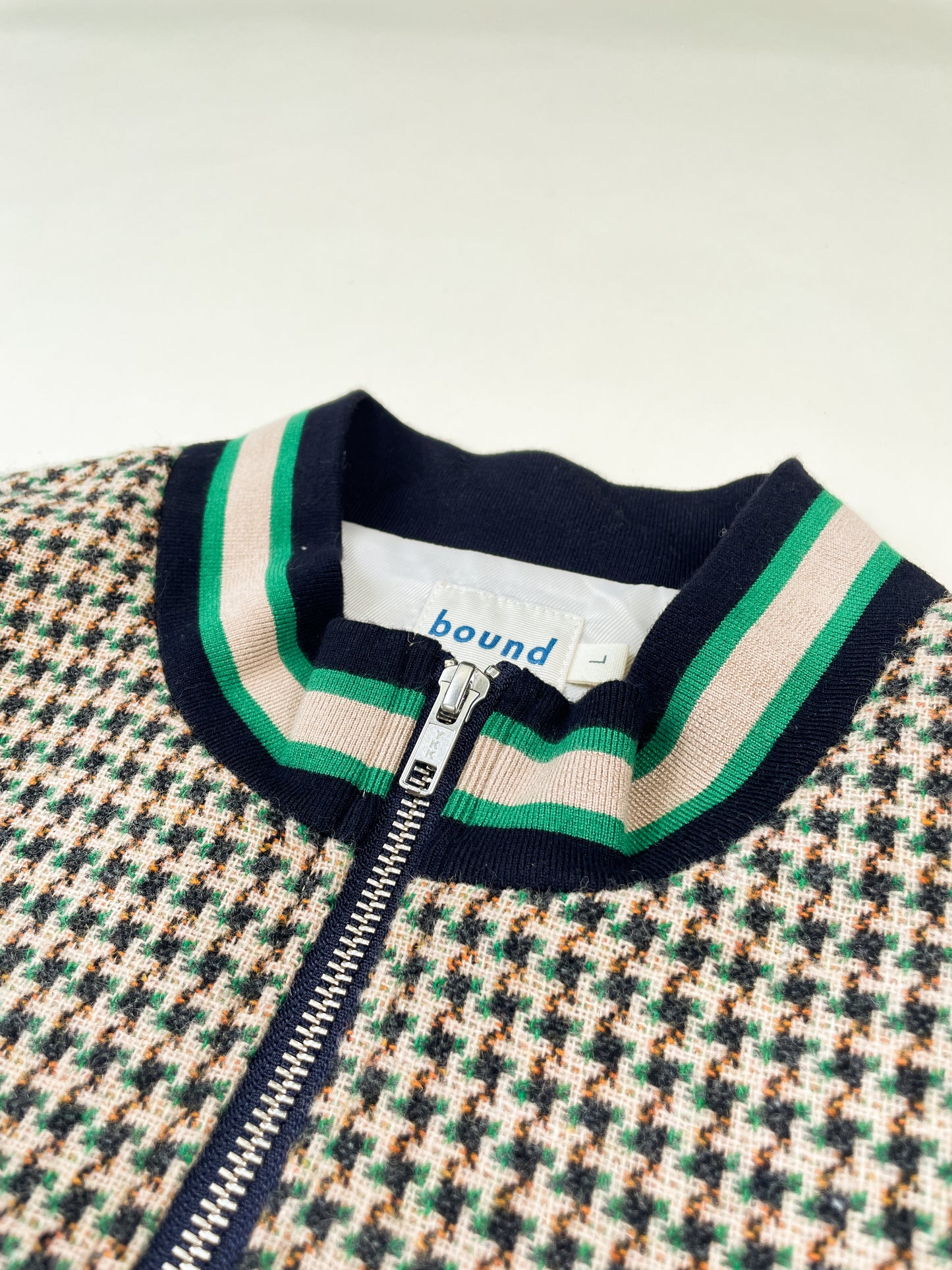 SUTTON DOGTOOTH ZIP BOMBER JACKET