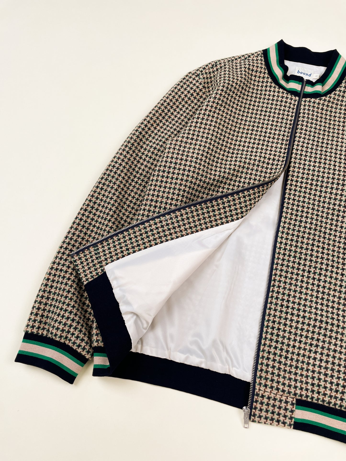 SUTTON DOGTOOTH ZIP BOMBER JACKET