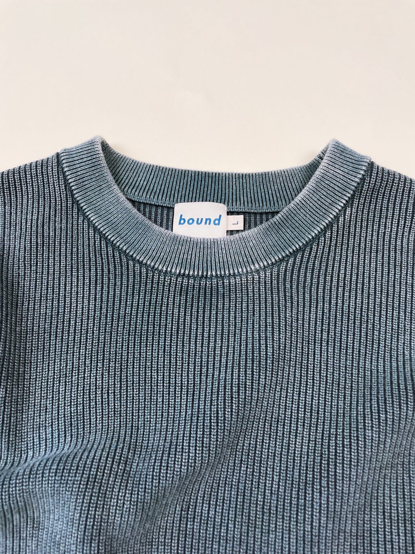 ACID WASHED CREWNECK SWEATER - AGAVE