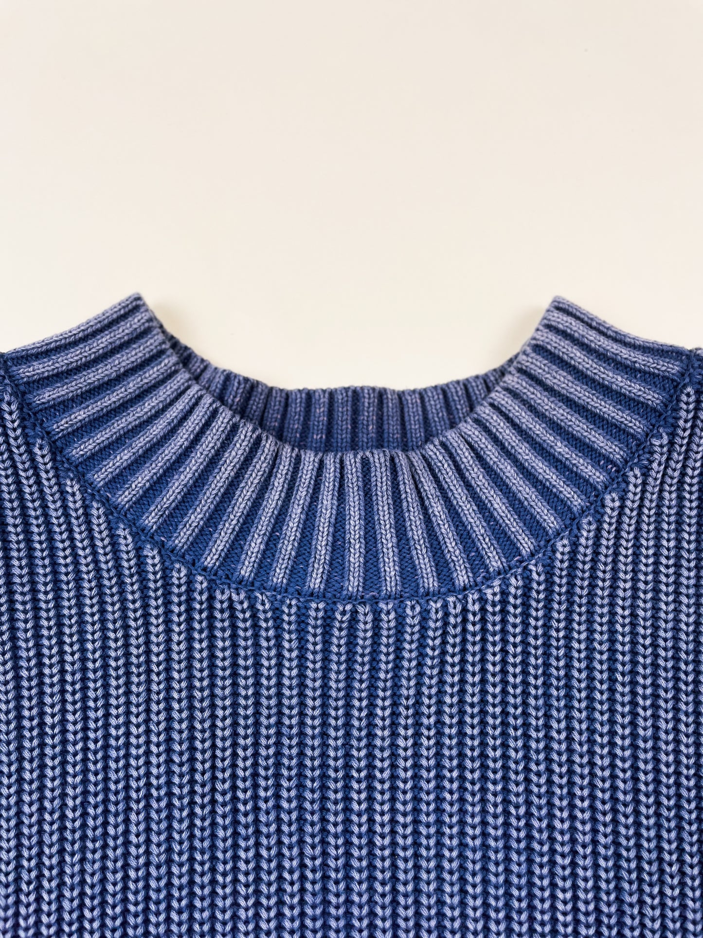 FISHERMAN RIBBED KNIT SWEATER - ACID WASHED NAVY