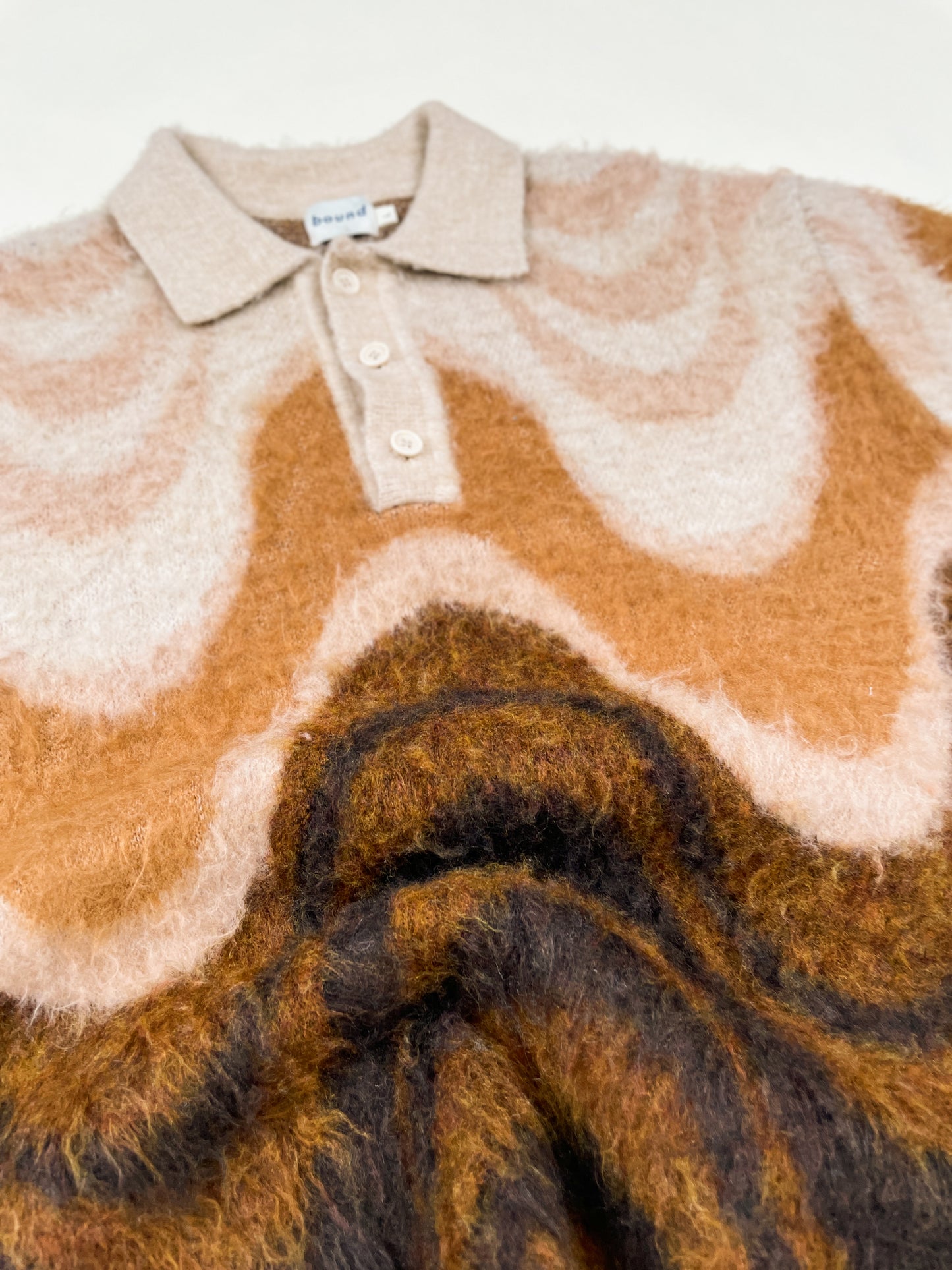 70S HEAVY KNIT FLUFFY POLO - TOFFEE BLEND