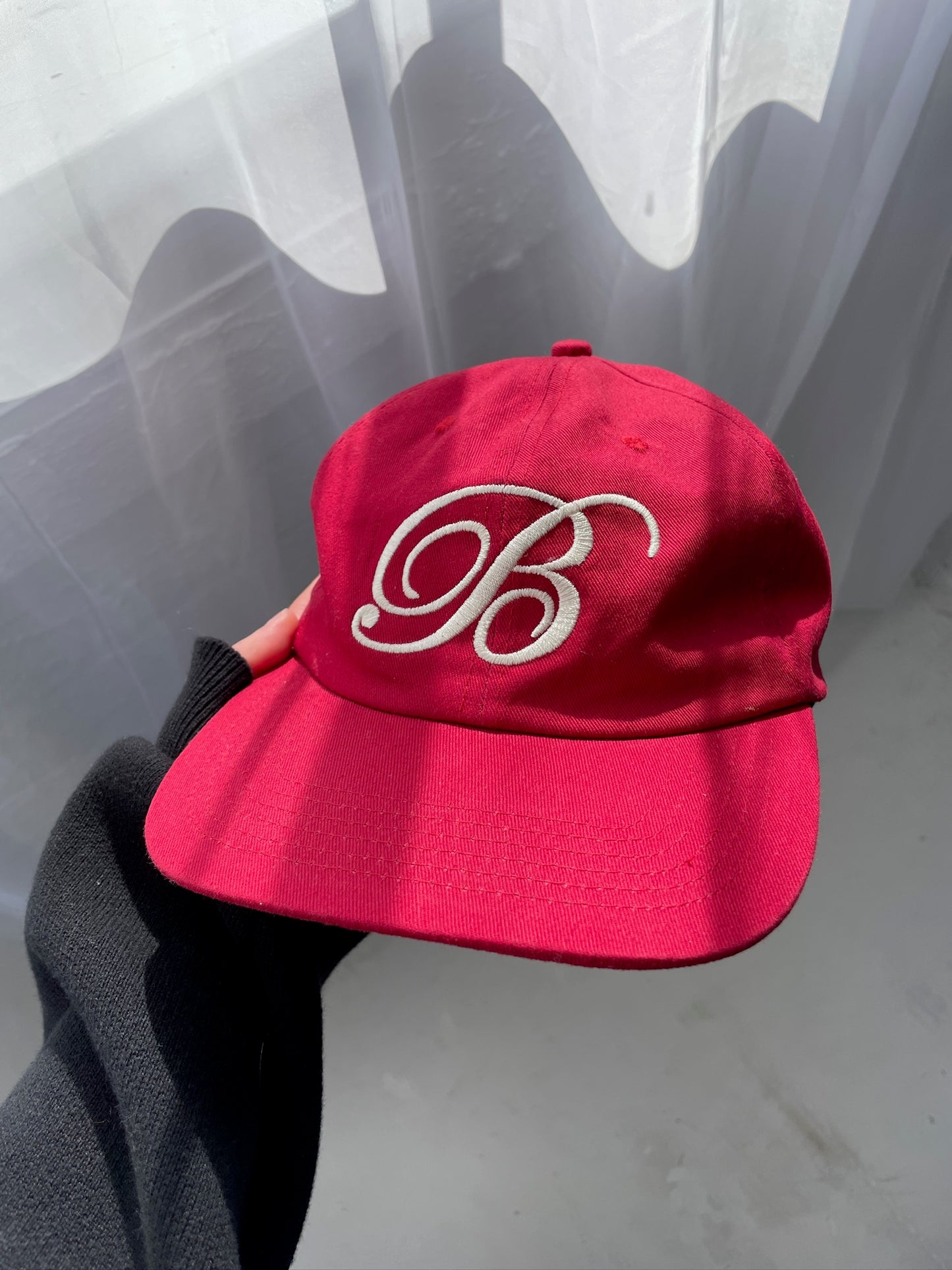 SCRIPT EMBROIDERED 6 PANEL CAP - CARDINAL RED