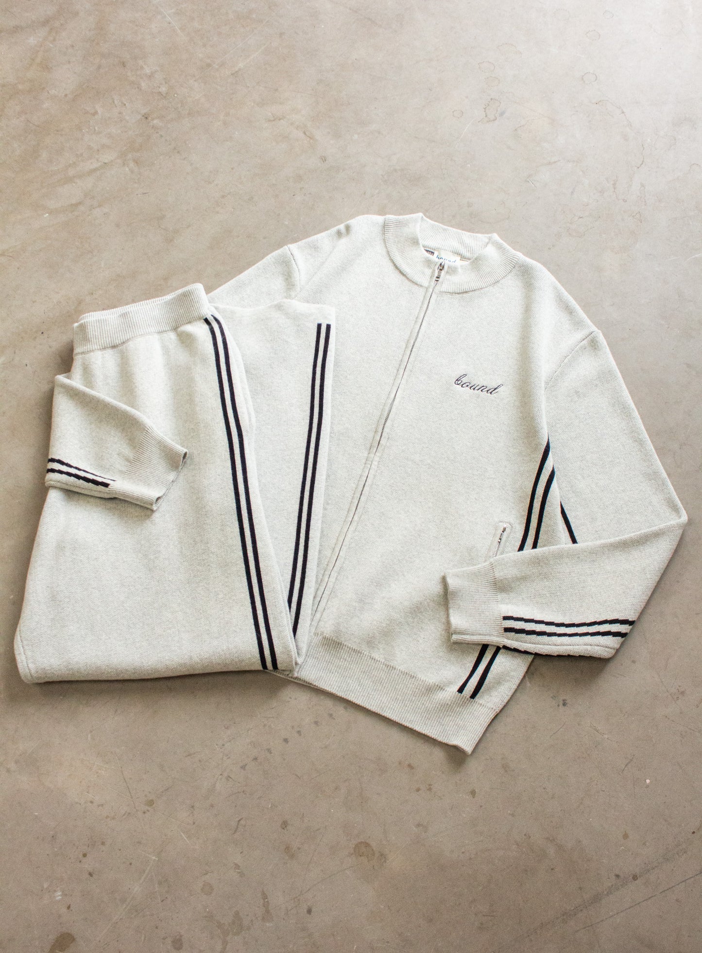 RACER KNIT ZIP TRACK JACKET - GREY