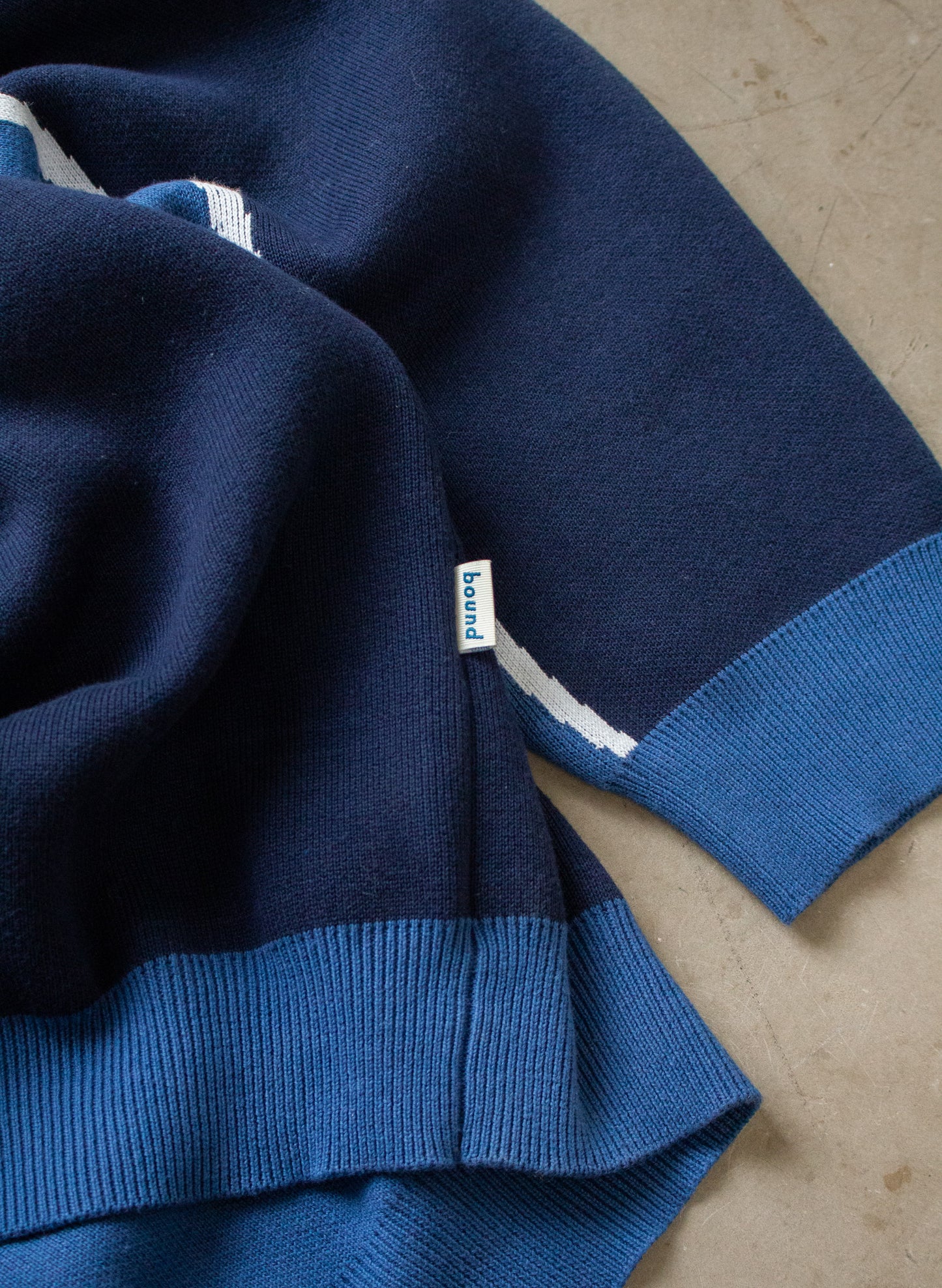 NAUTICAL STRIPE KNIT SWEATER - NAVY