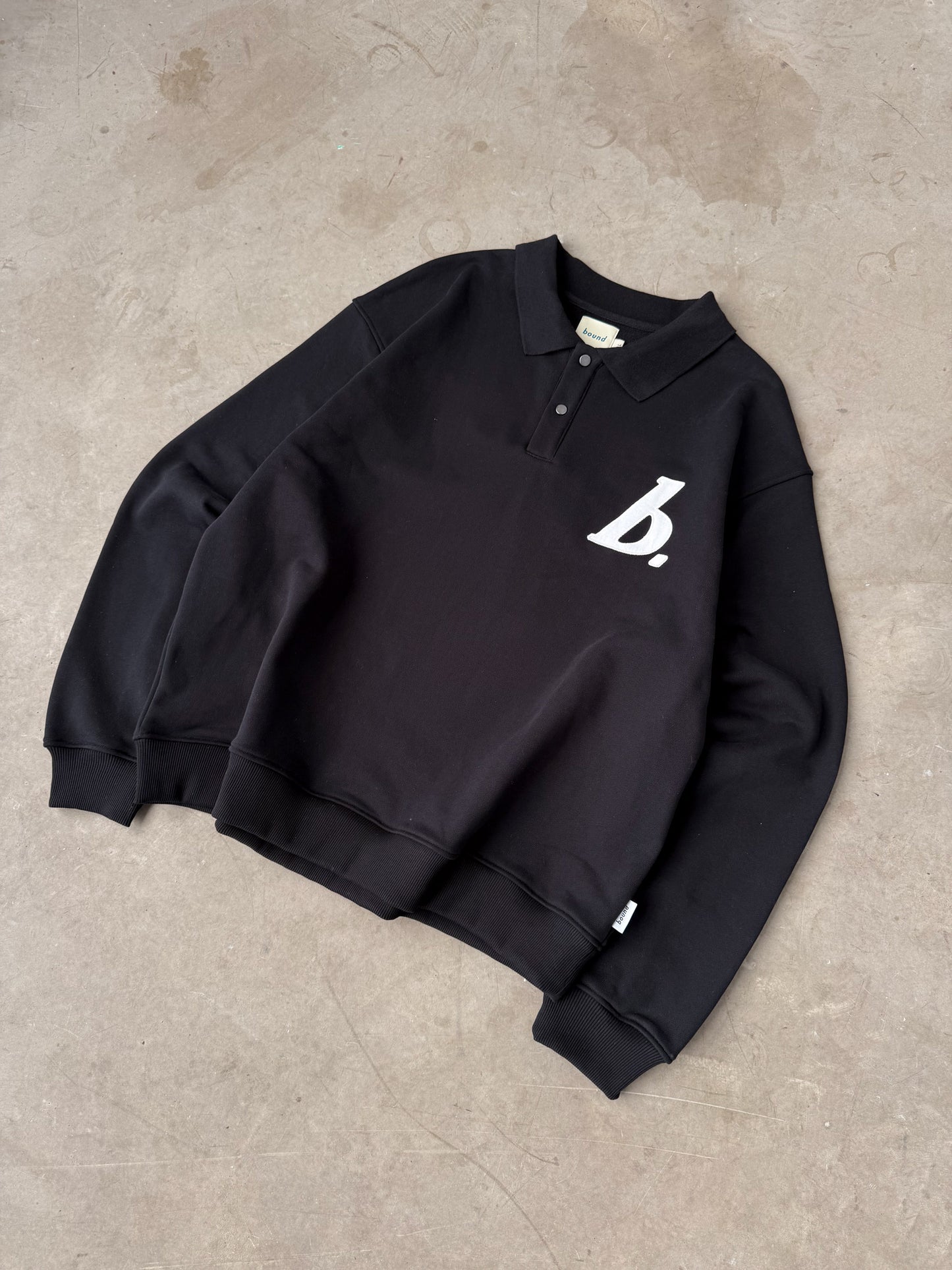 STAMP POLO SWEAT - BLACK