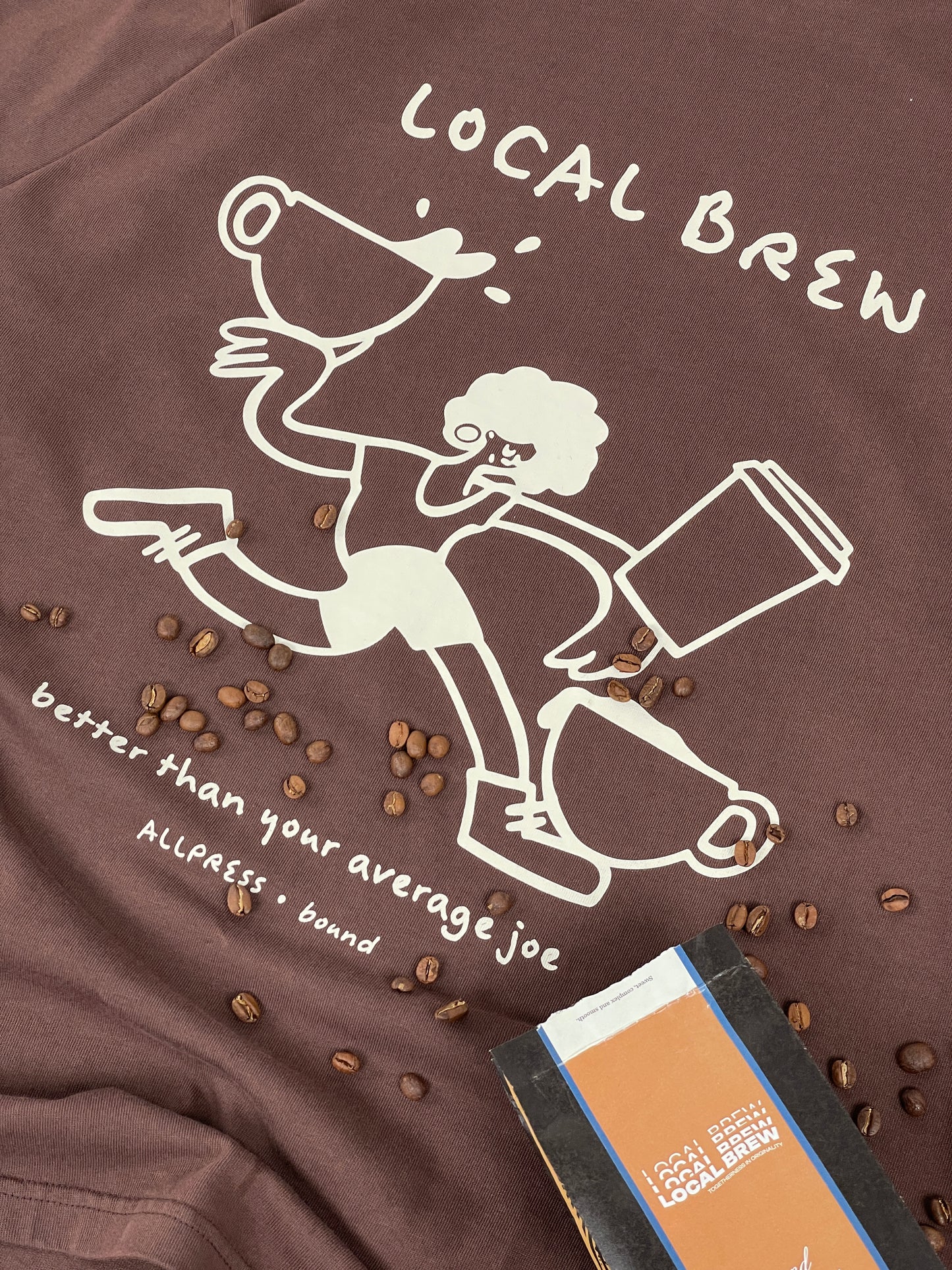 ALLPRESS X BOUND 'CUP OF JOE' TEE - ESPRESSO BROWN