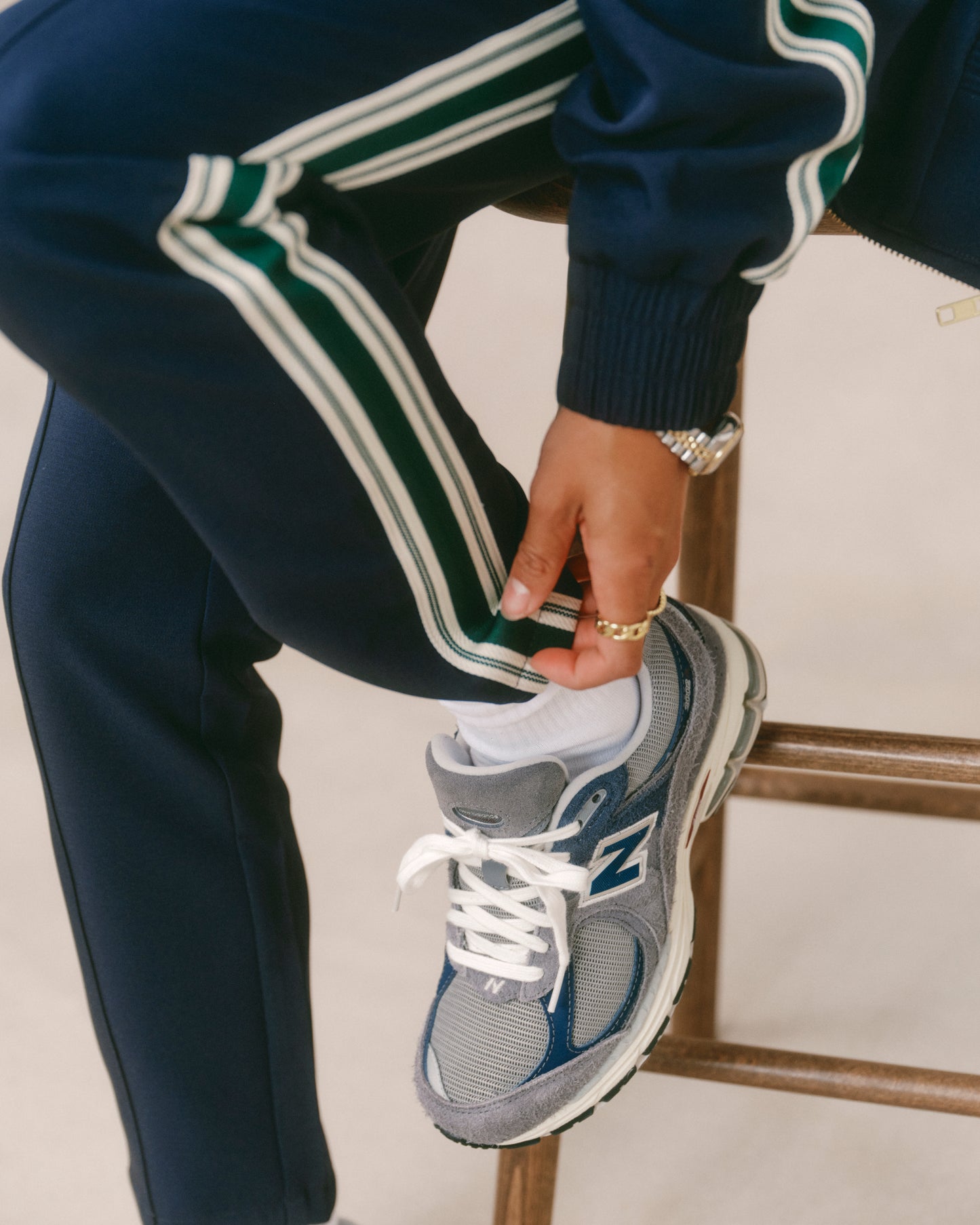 PAULIE NAVY STRIPE TRACKPANTS