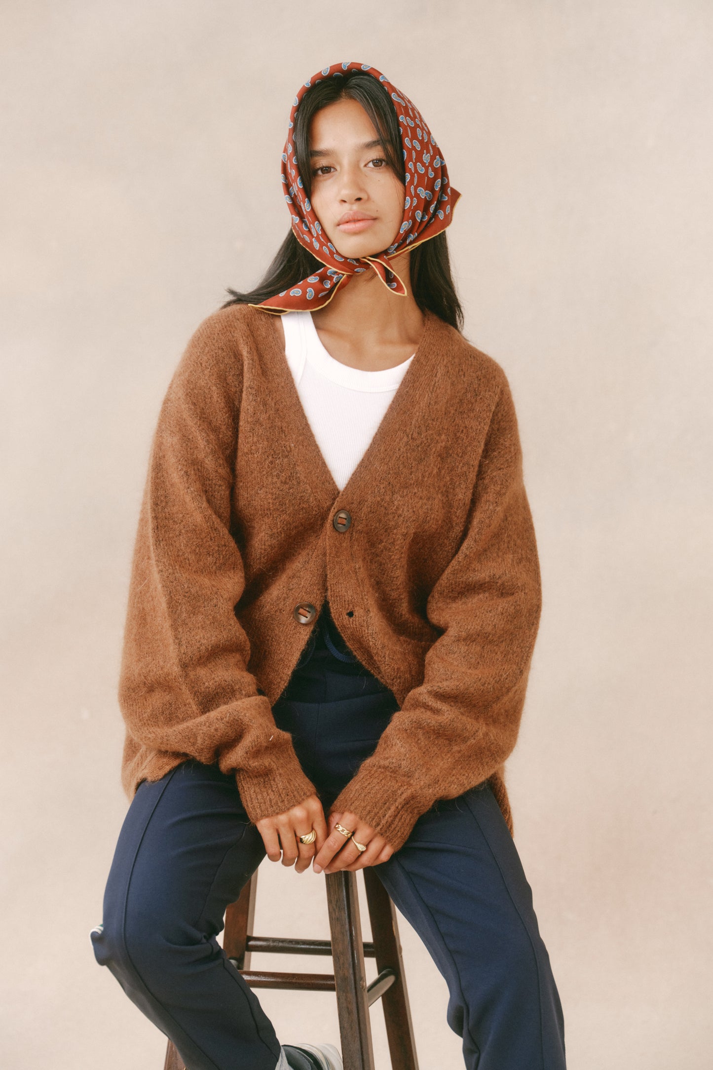 SAWYER MOHAIR CARDIGAN - BROWN