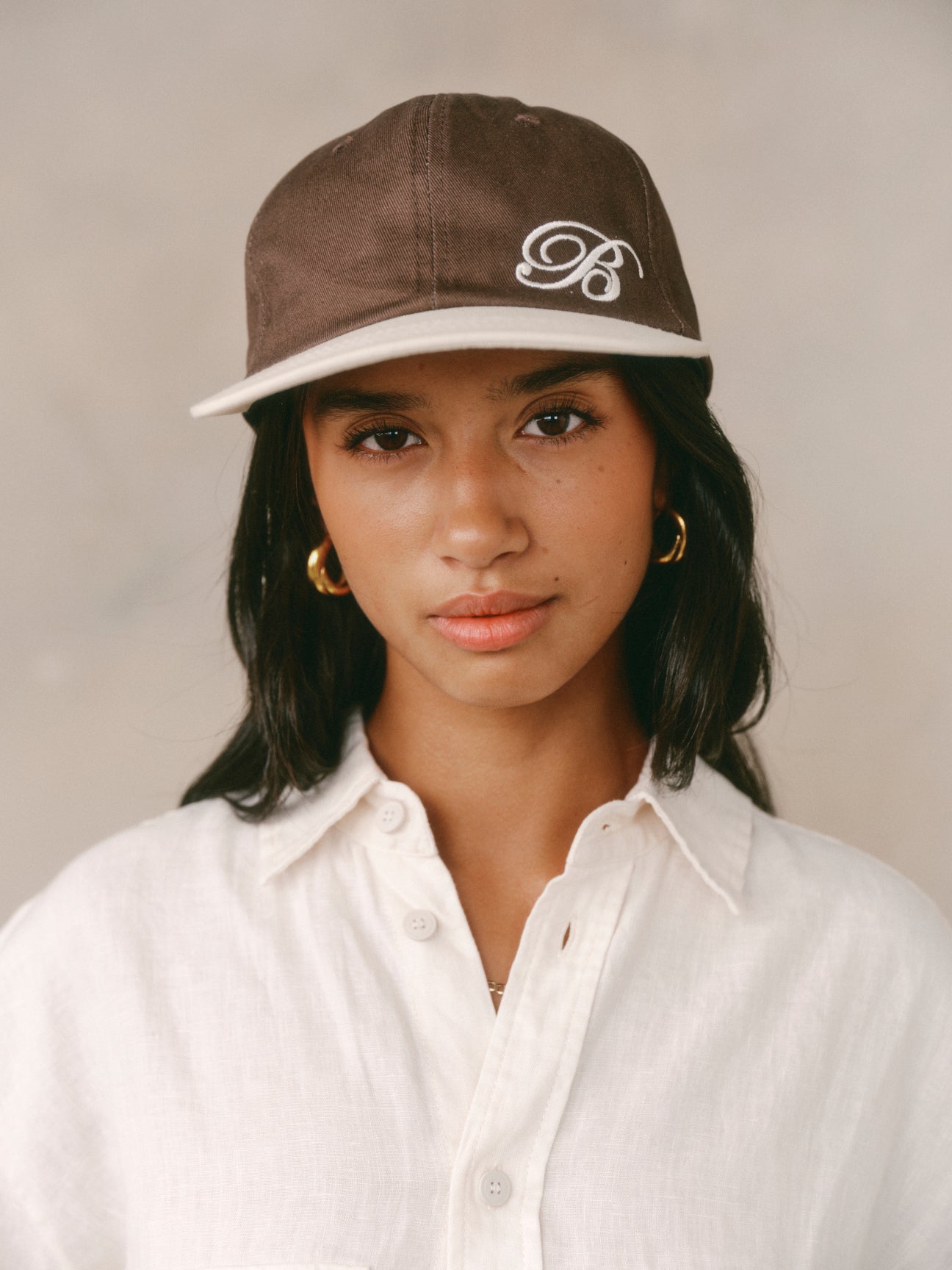 SIGNATURE 6 PANEL CAP - BROWN / CREAM