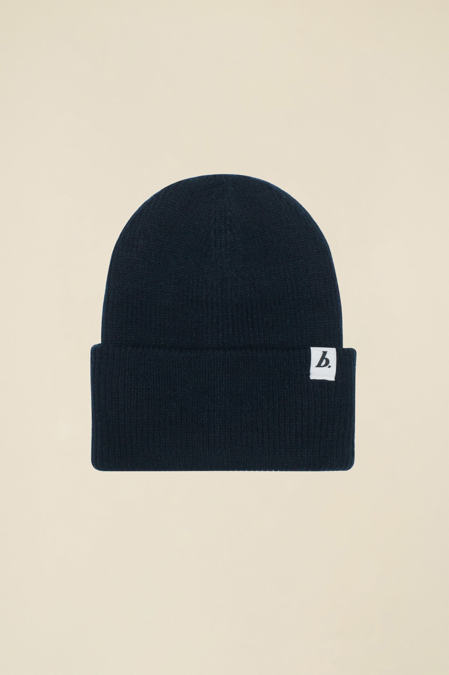 OVERSIZED RECYCLED CUFFED LABEL BEANIE - FRENCH NAVY