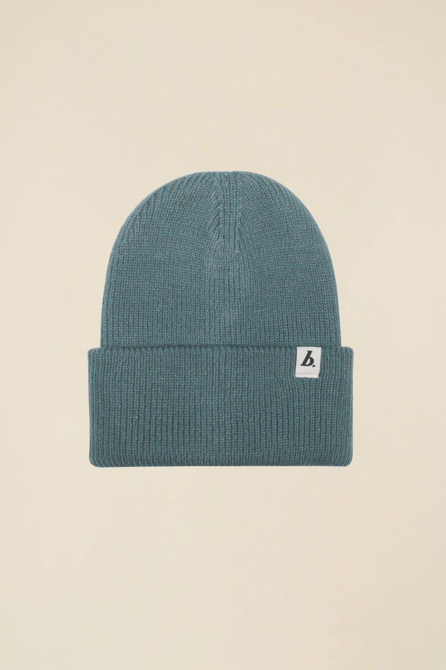 OVERSIZED RECYCLED CUFFED LABEL BEANIE - GREEN