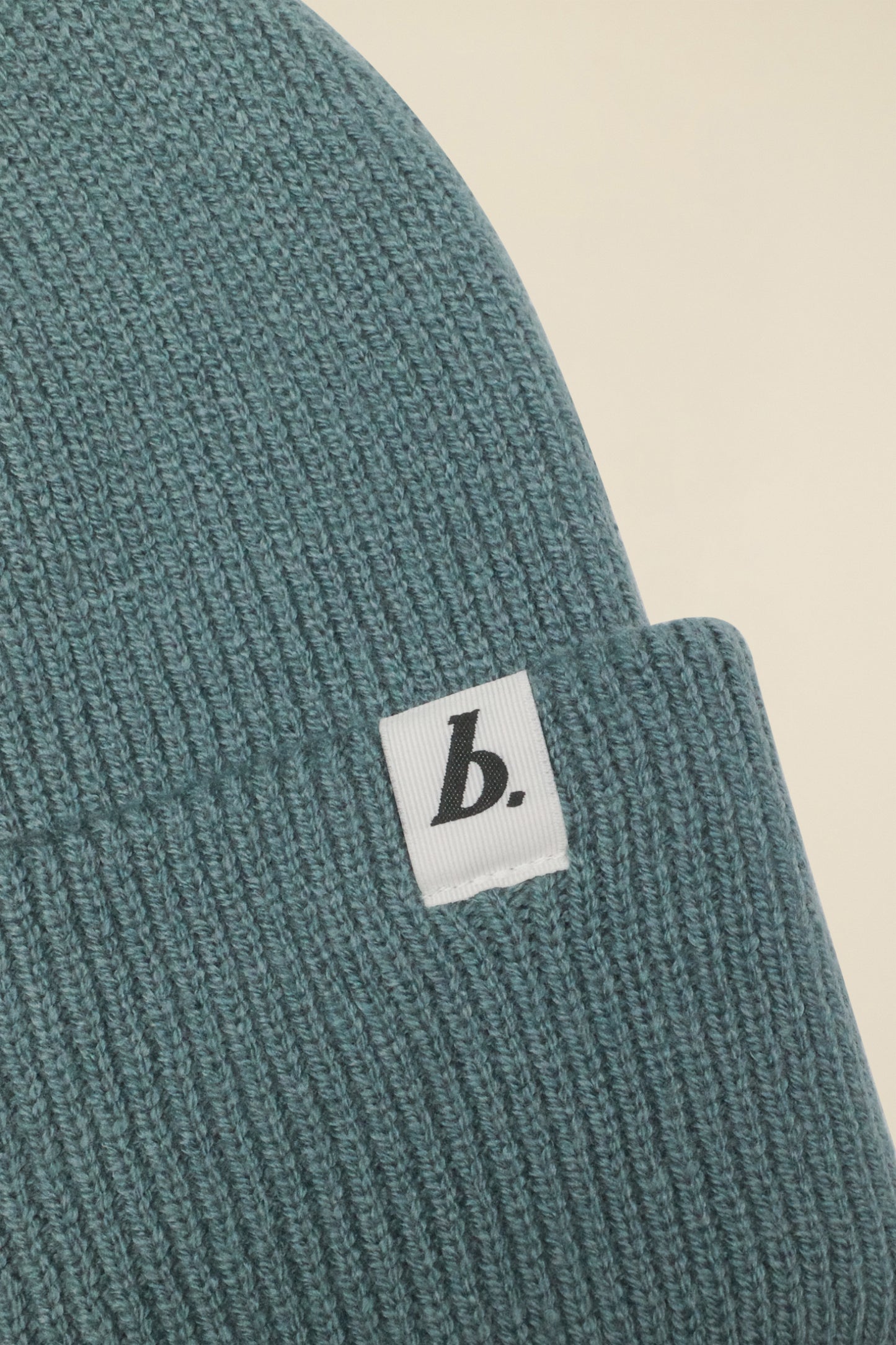 OVERSIZED RECYCLED CUFFED LABEL BEANIE - GREEN