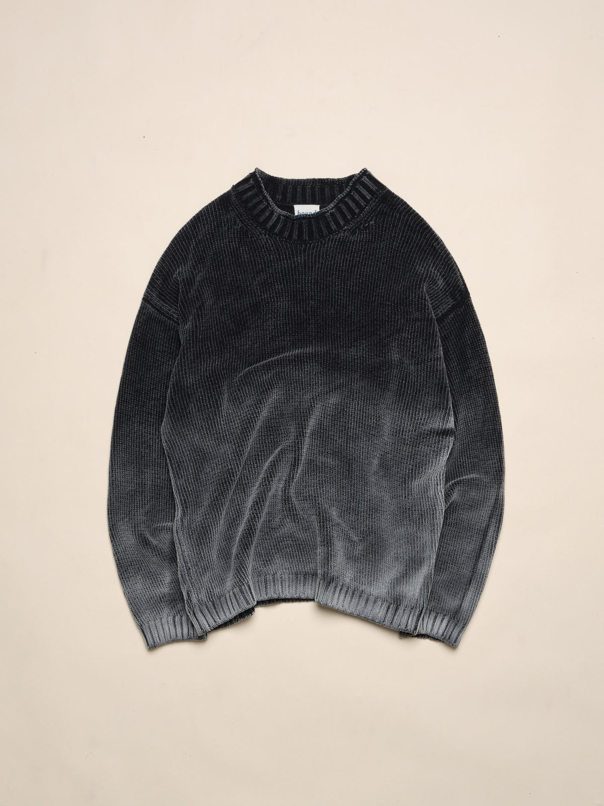 CHENILLE COTTON SPRAY WASH KNIT JUMPER - BLACK