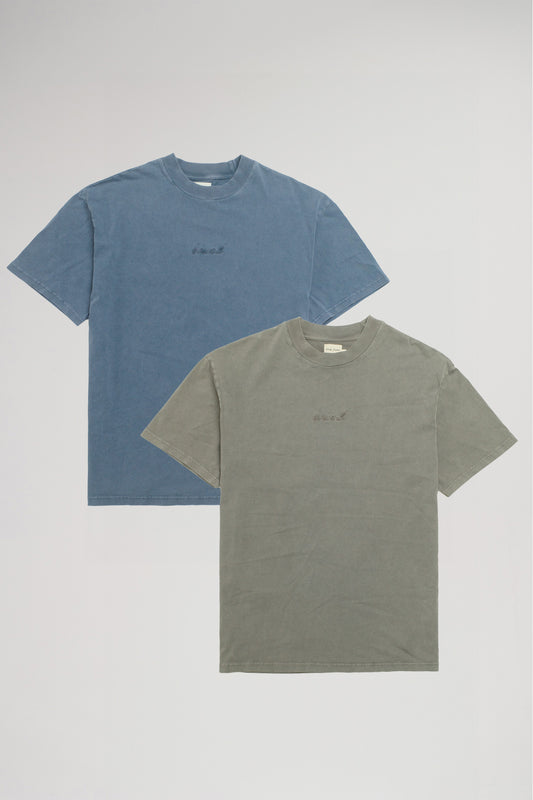 SUSTAIN WASHED TEE TWIN PACK - BLUE/GREY