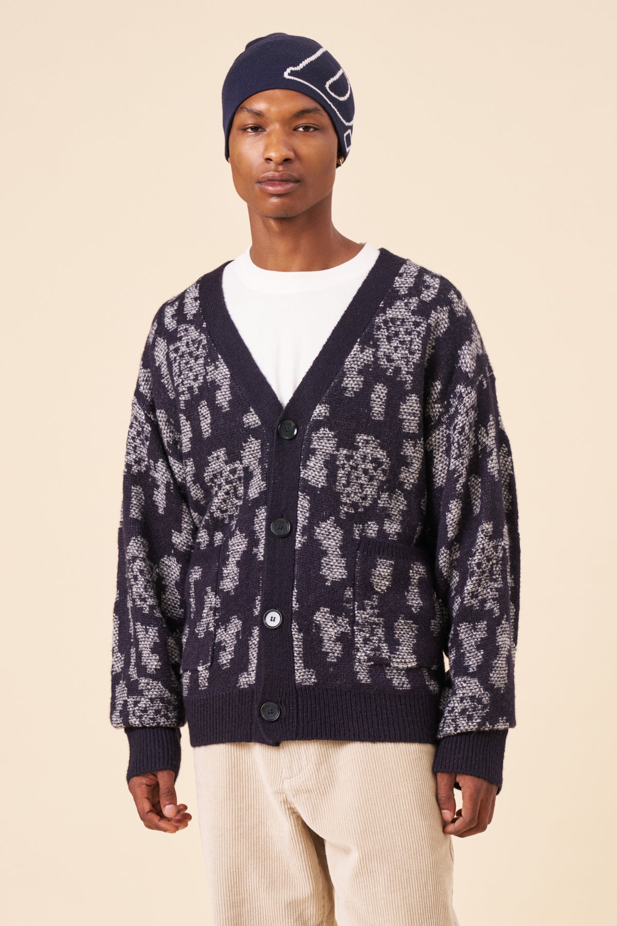 NAVAL BLUE CAMO CARDIGAN