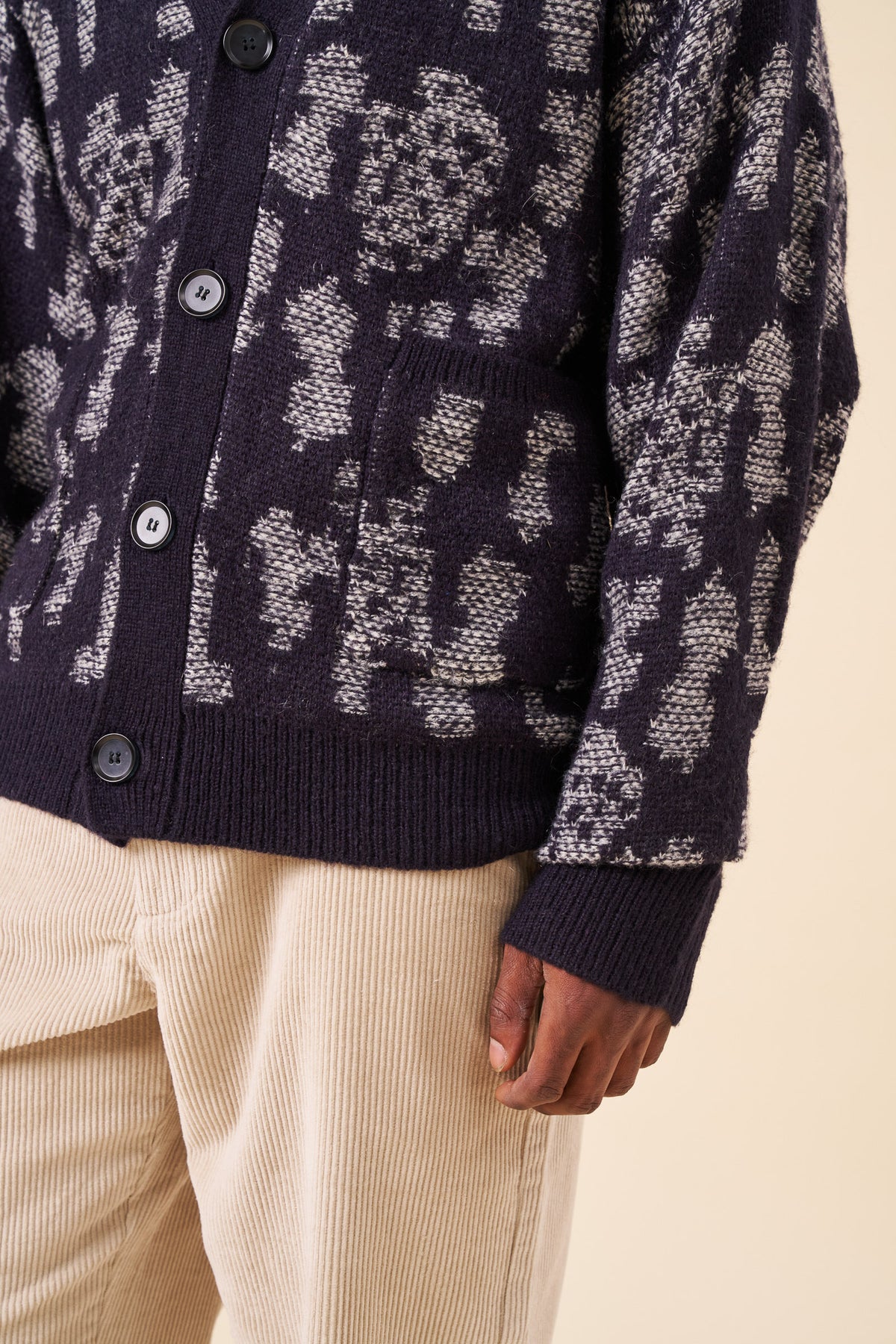 NAVAL BLUE CAMO CARDIGAN