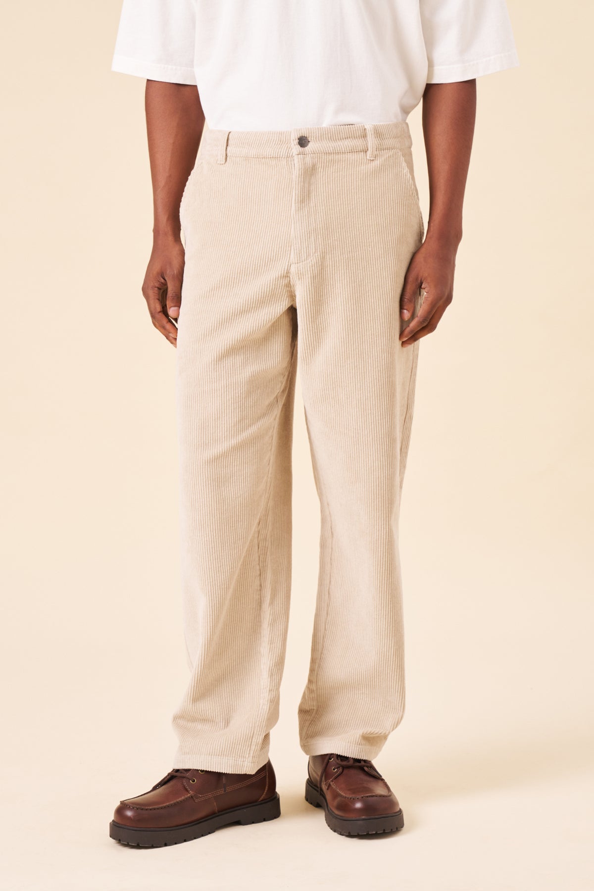 CLASSIC COTTON CORDUROY TROUSERS - CREAM