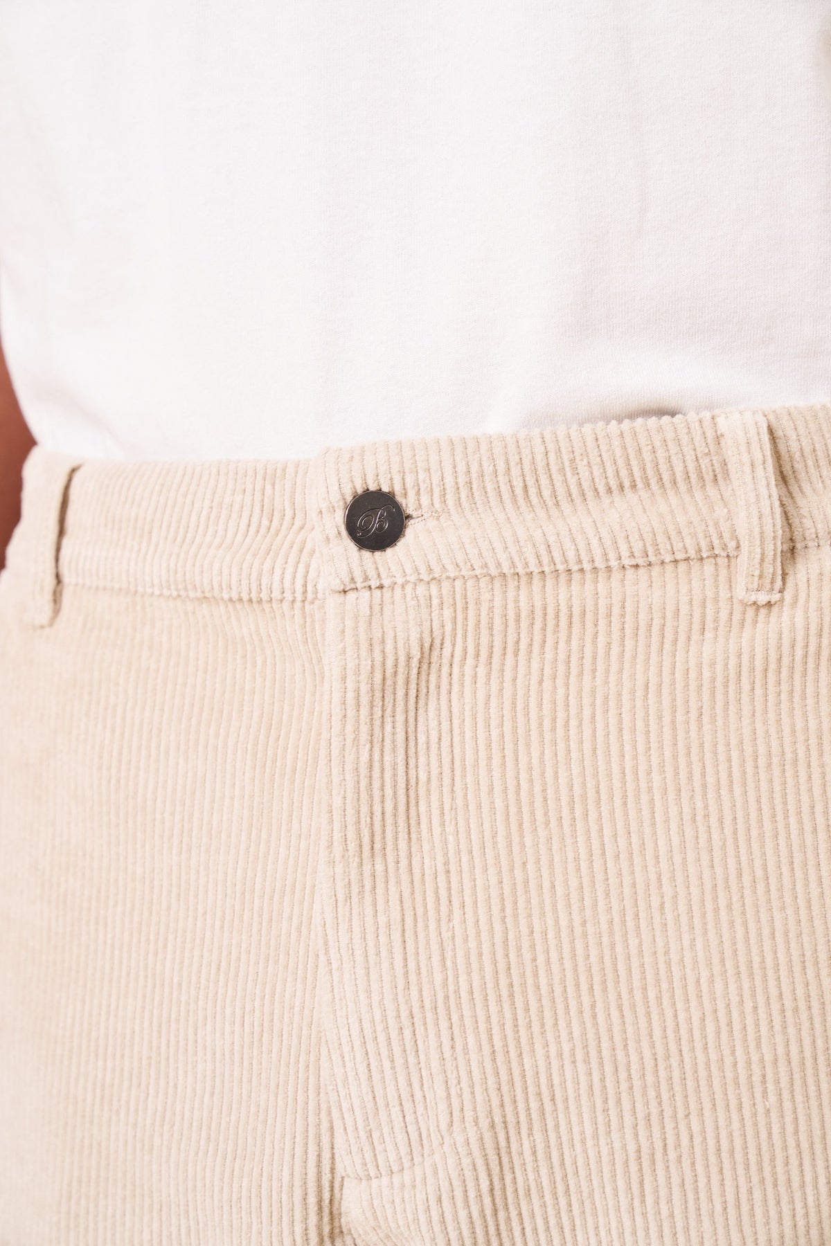 CLASSIC COTTON CORDUROY TROUSERS - CREAM