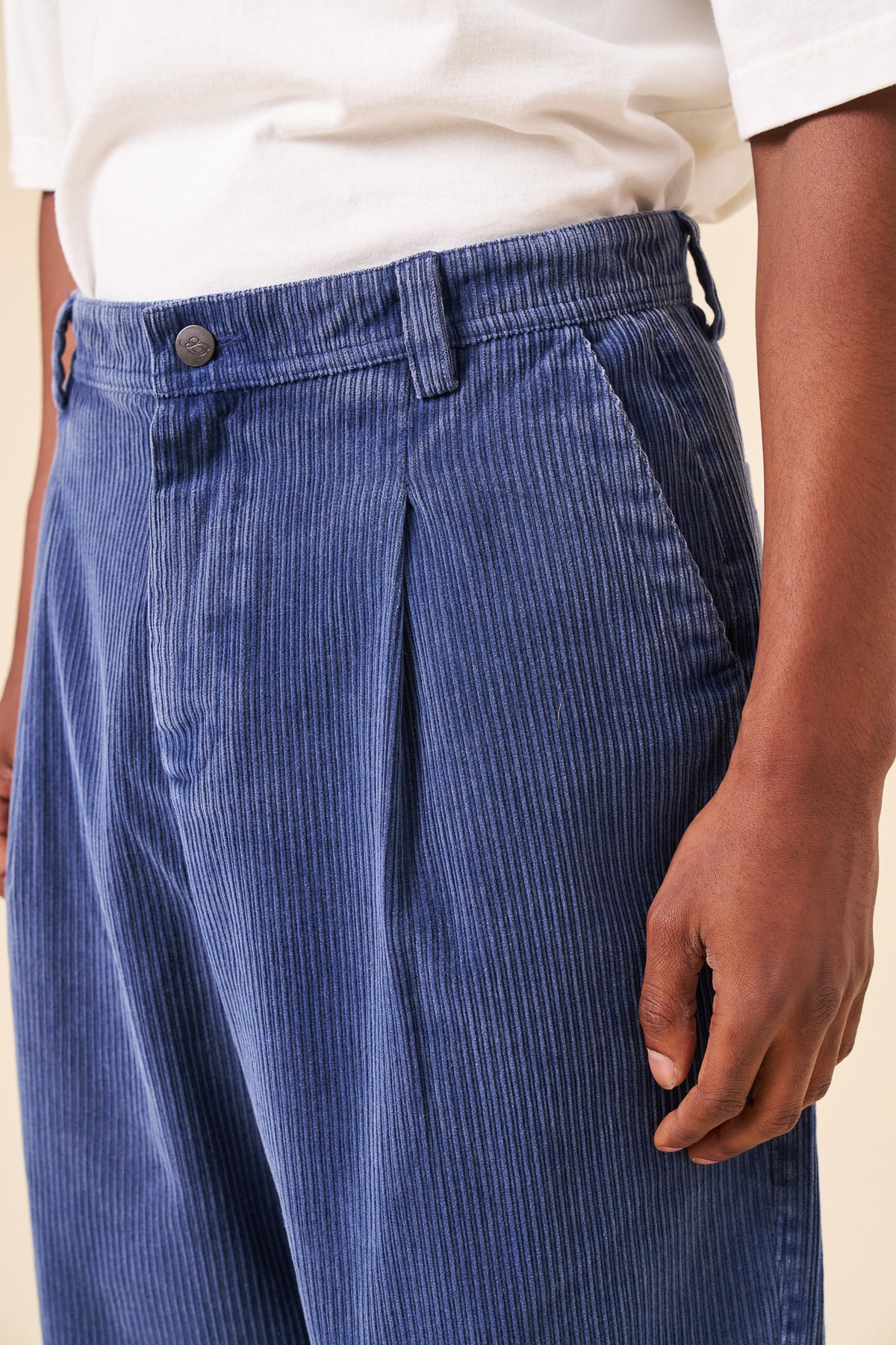 WORKWEAR WIDE LEG CORDUROY TROUSERS - BLUE