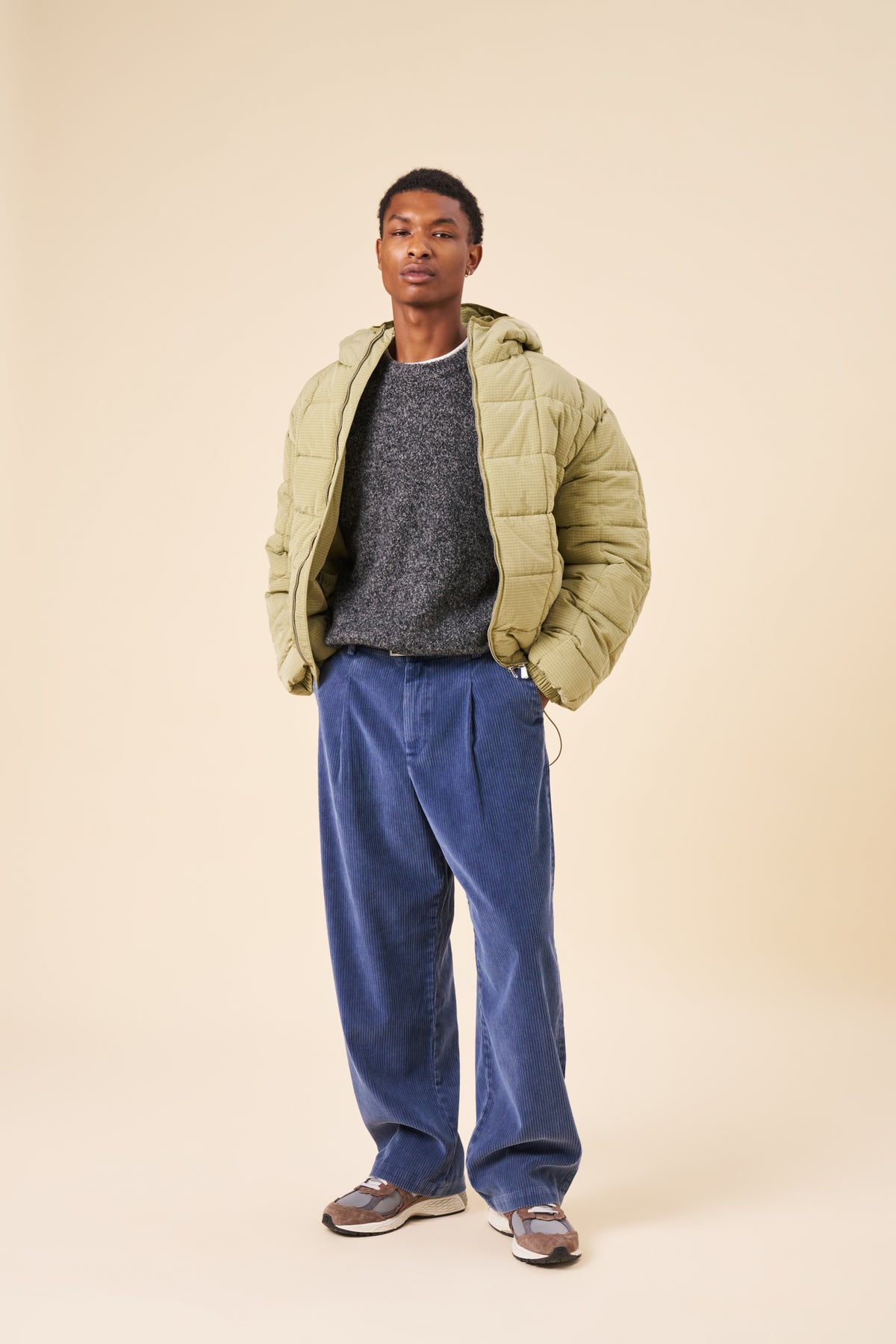 WORKWEAR WIDE LEG CORDUROY TROUSERS - BLUE