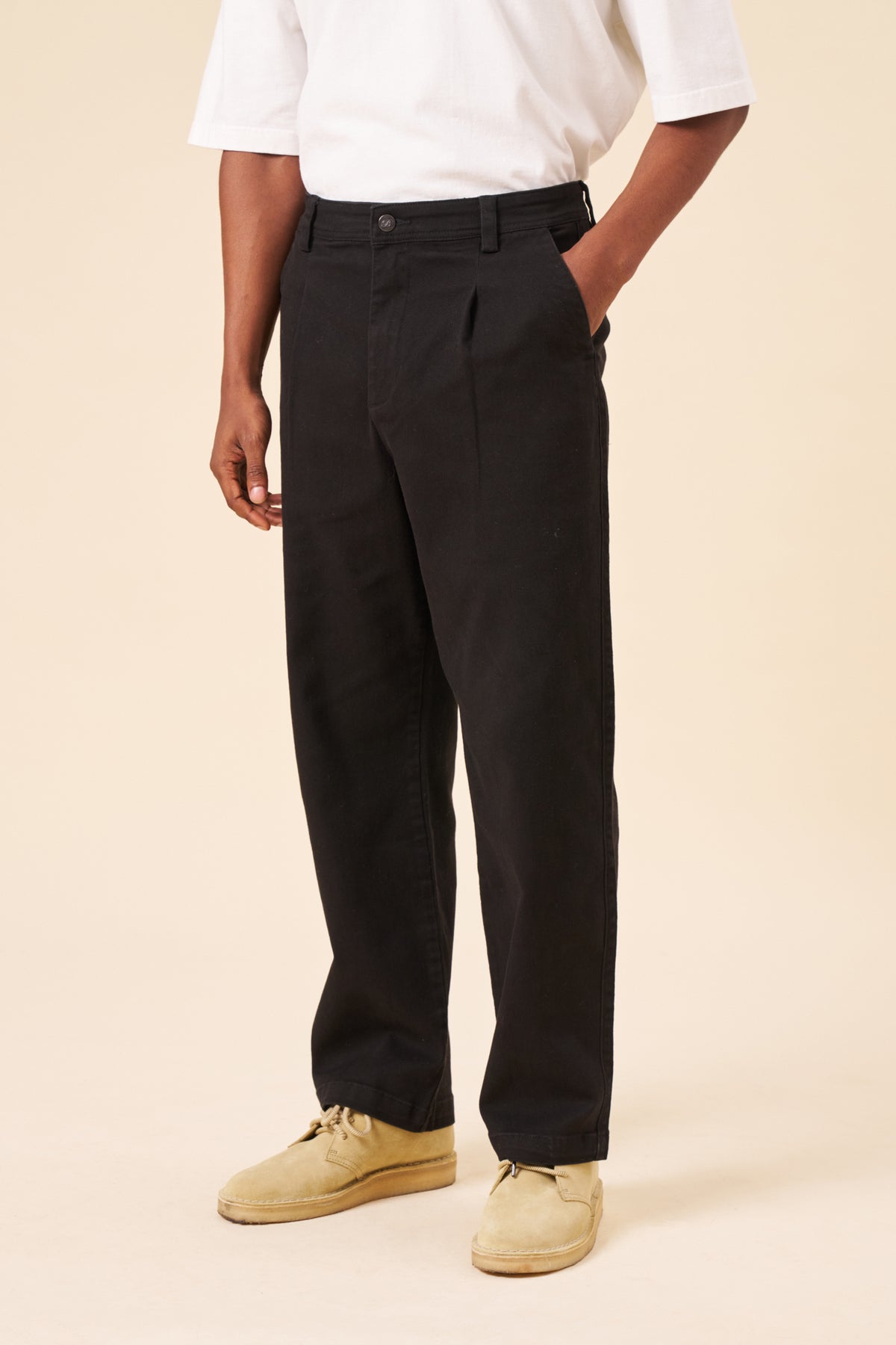 EVERYDAY HEAVY CANVAS RELAXED TROUSERS - BLACK