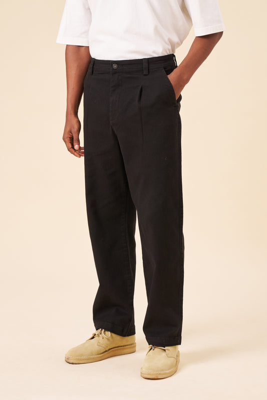EVERYDAY HEAVY CANVAS RELAXED TROUSERS - BLACK