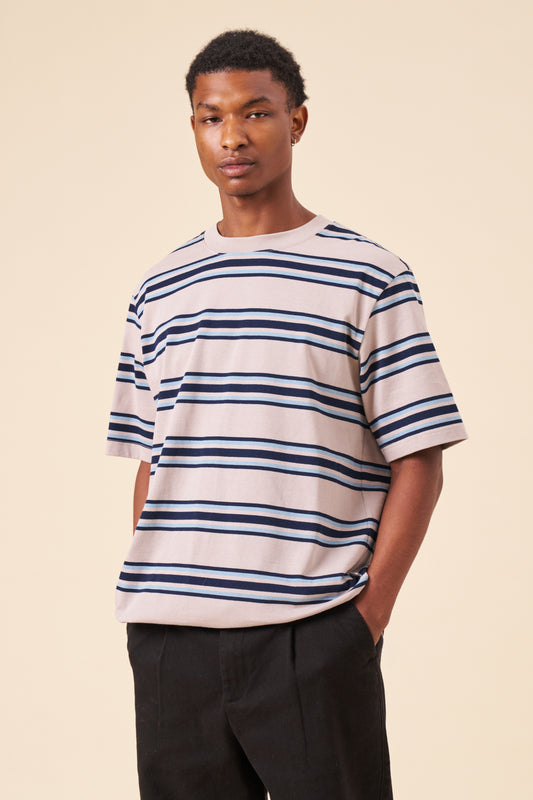 90S STRIPE TEE - GREY