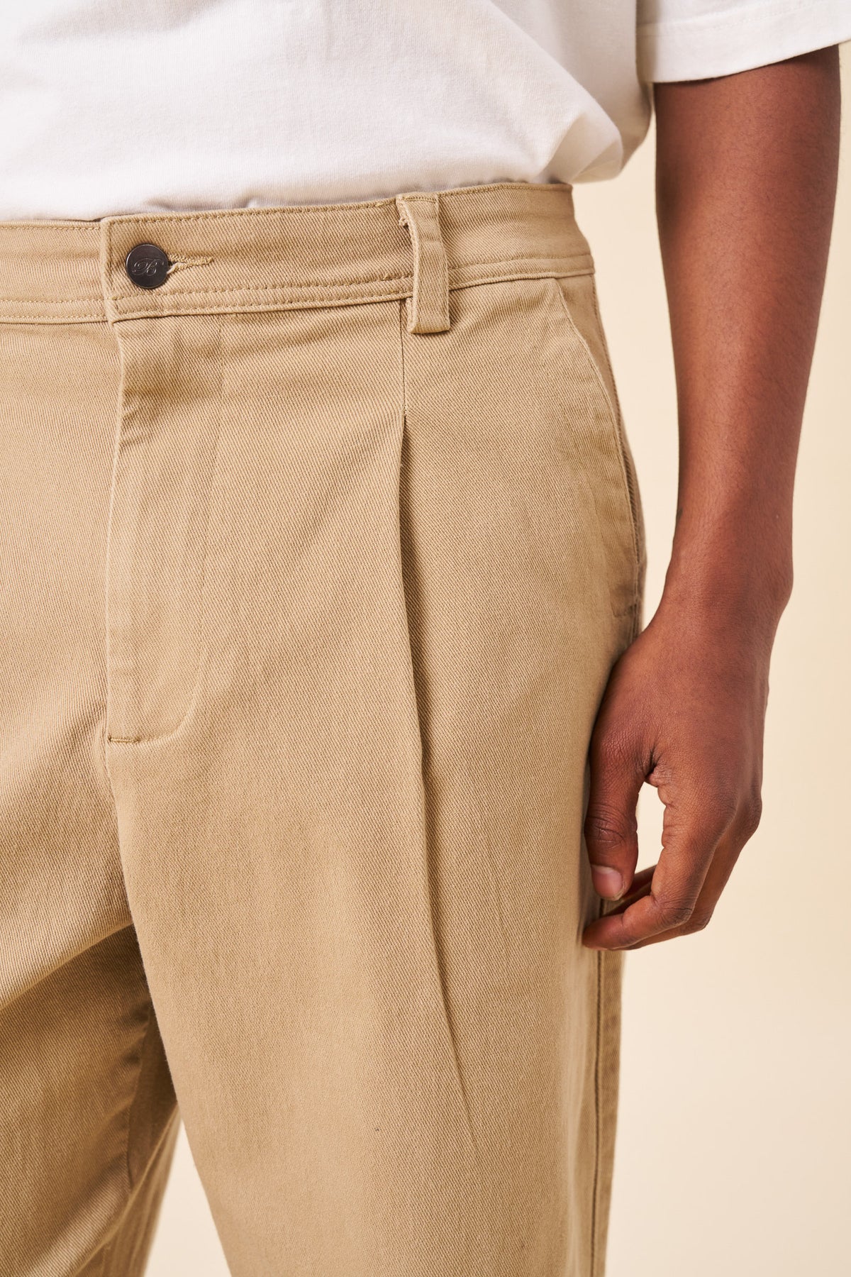 EVERYDAY HEAVY CANVAS RELAXED TROUSERS - BEIGE