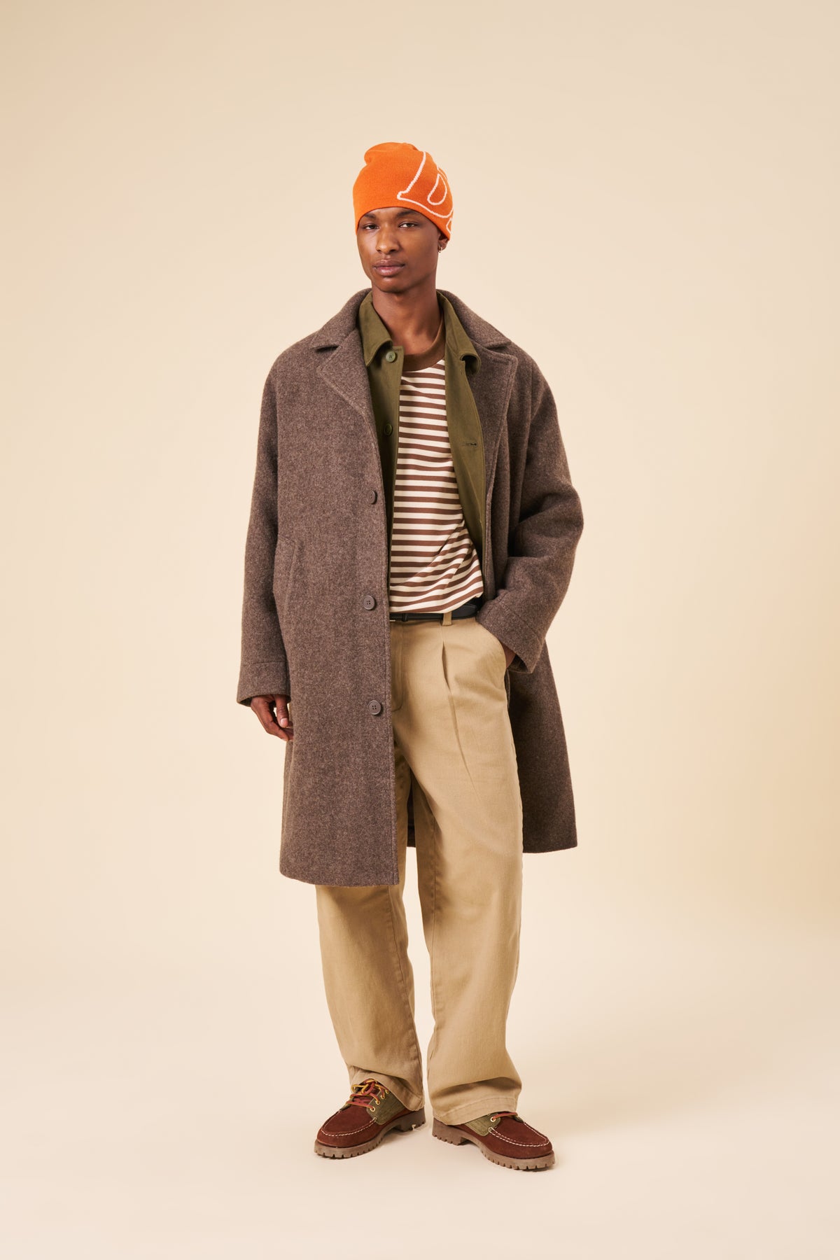 OTIS WOOL TRENCH COAT - MINK BROWN