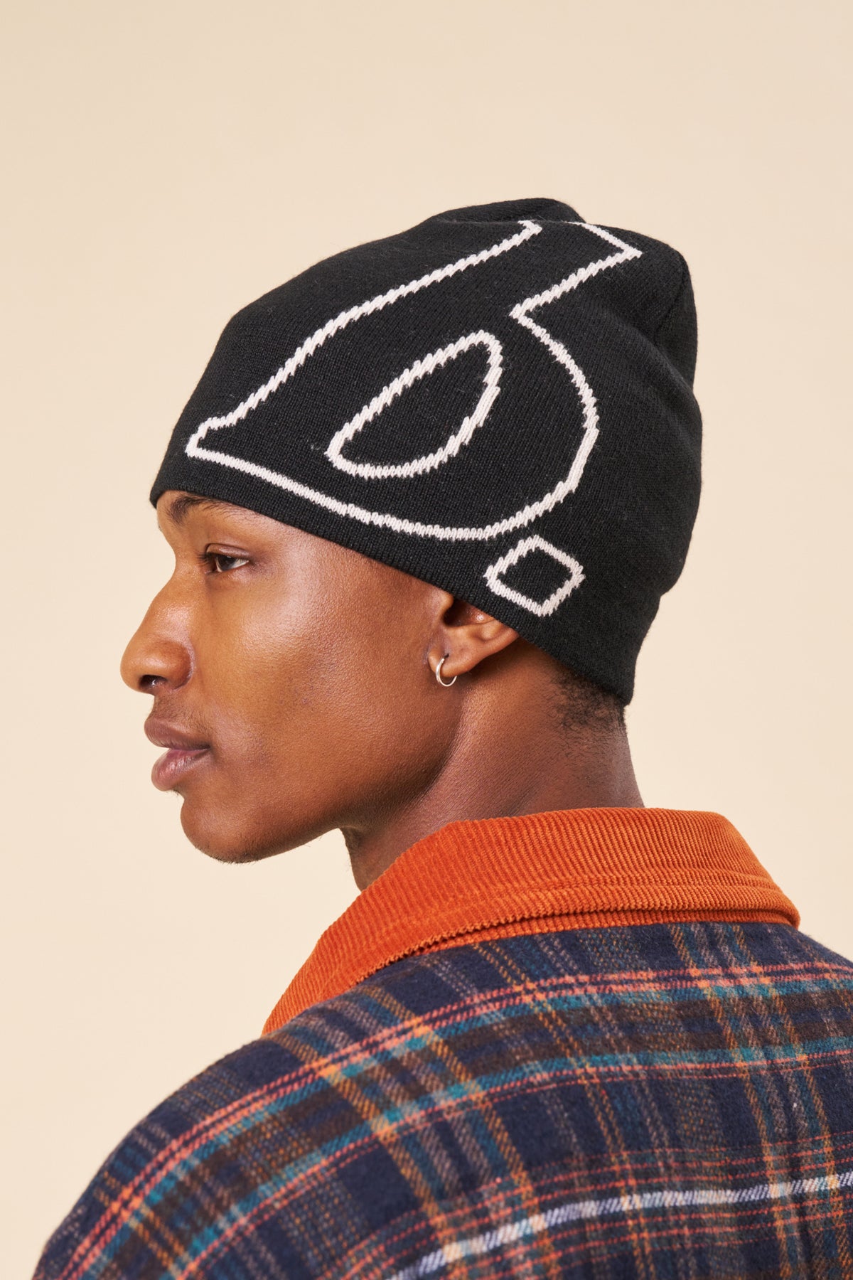 STAMP SKULL BEANIE - BLACK