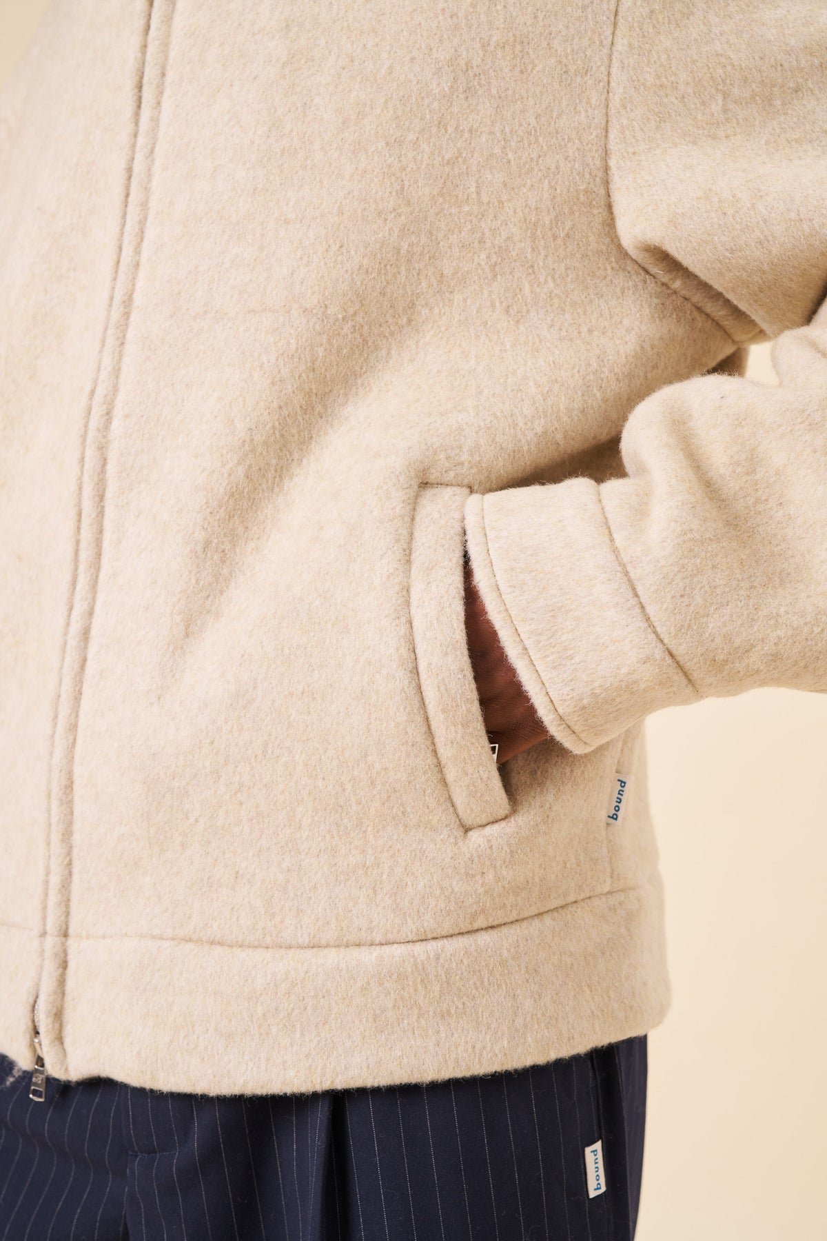 BRUSHED WOOL SMART JACKET - CREAM