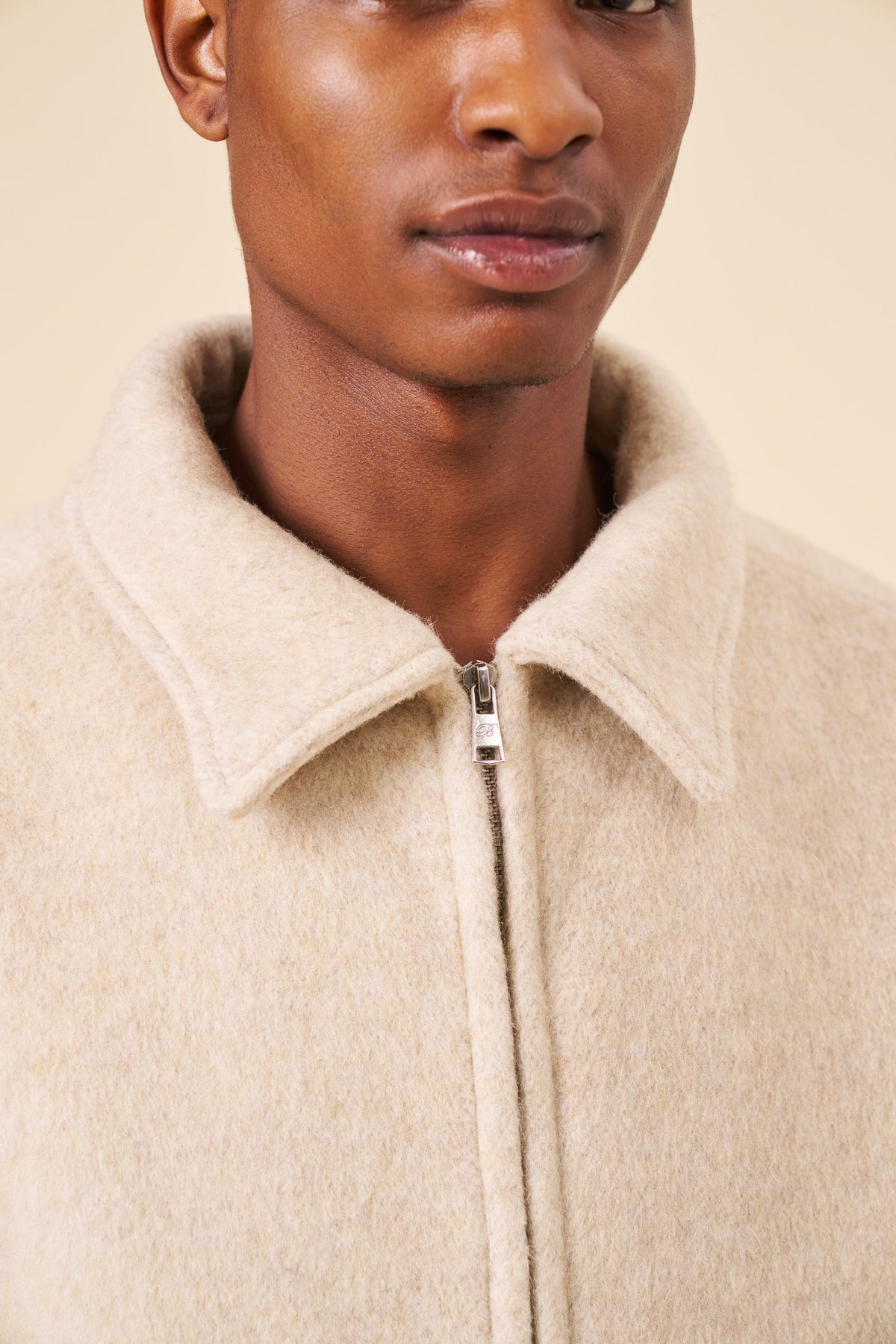 BRUSHED WOOL SMART JACKET - CREAM