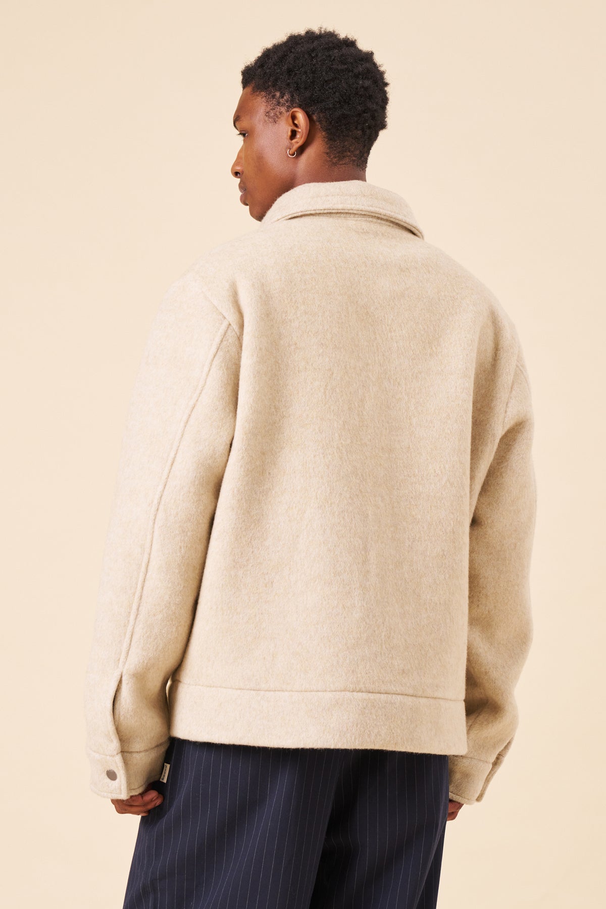BRUSHED WOOL SMART JACKET - CREAM
