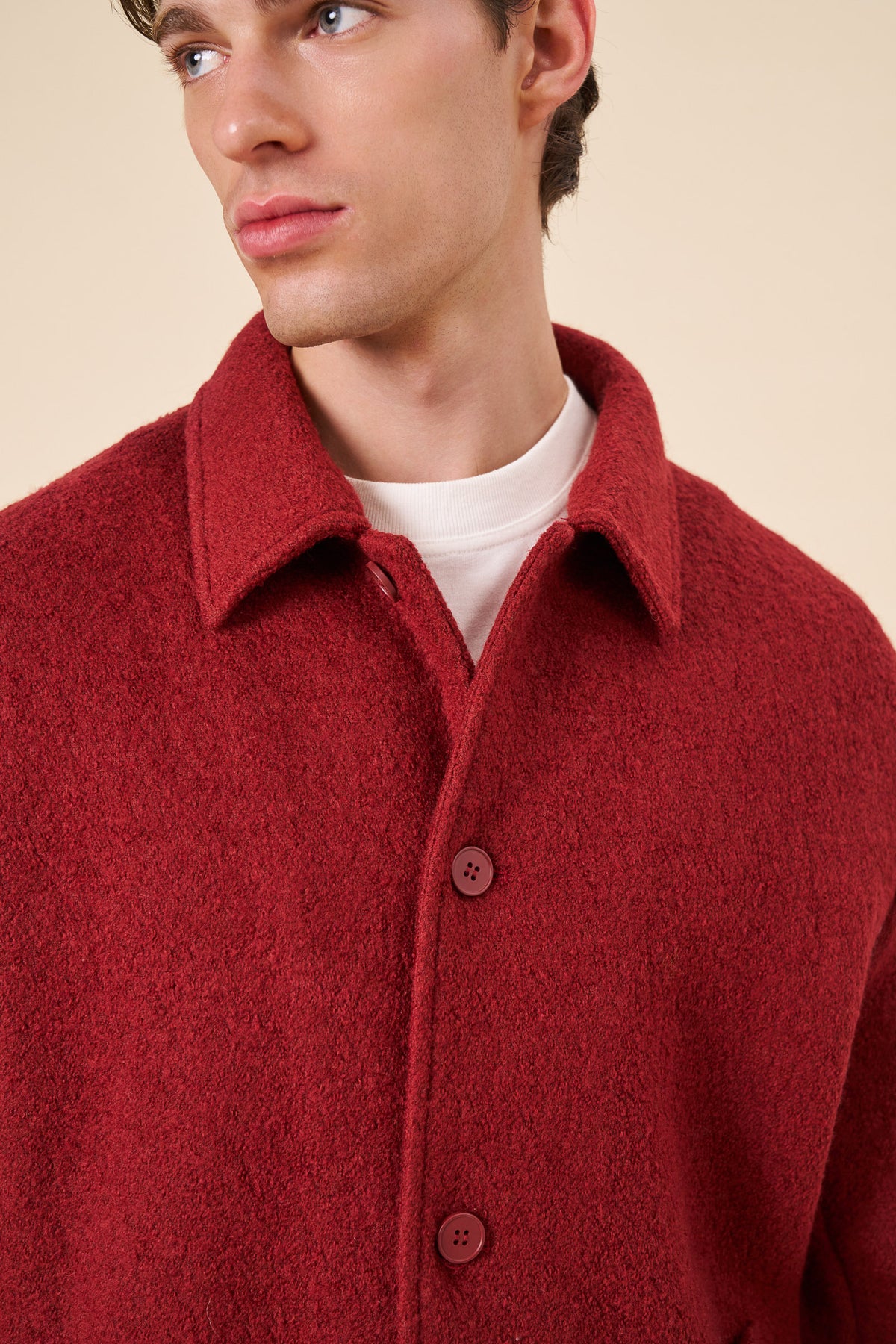 WOOL CHORE JACKET - CARDINAL