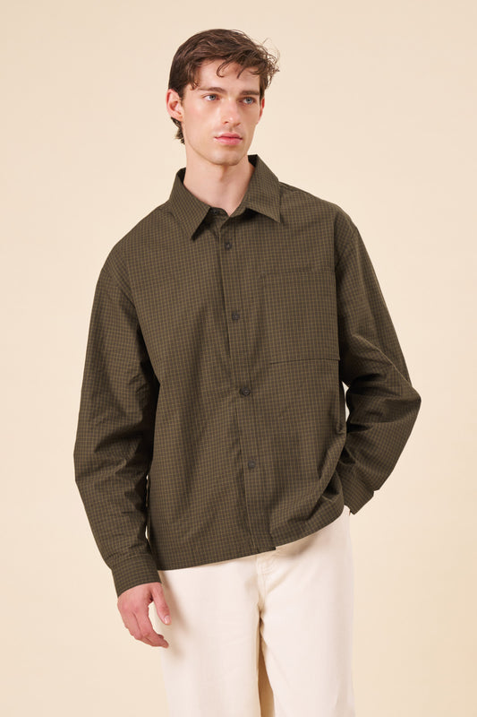 MACKENZIE CHECK COTTON LONGSLEEVE SHIRT - GREEN