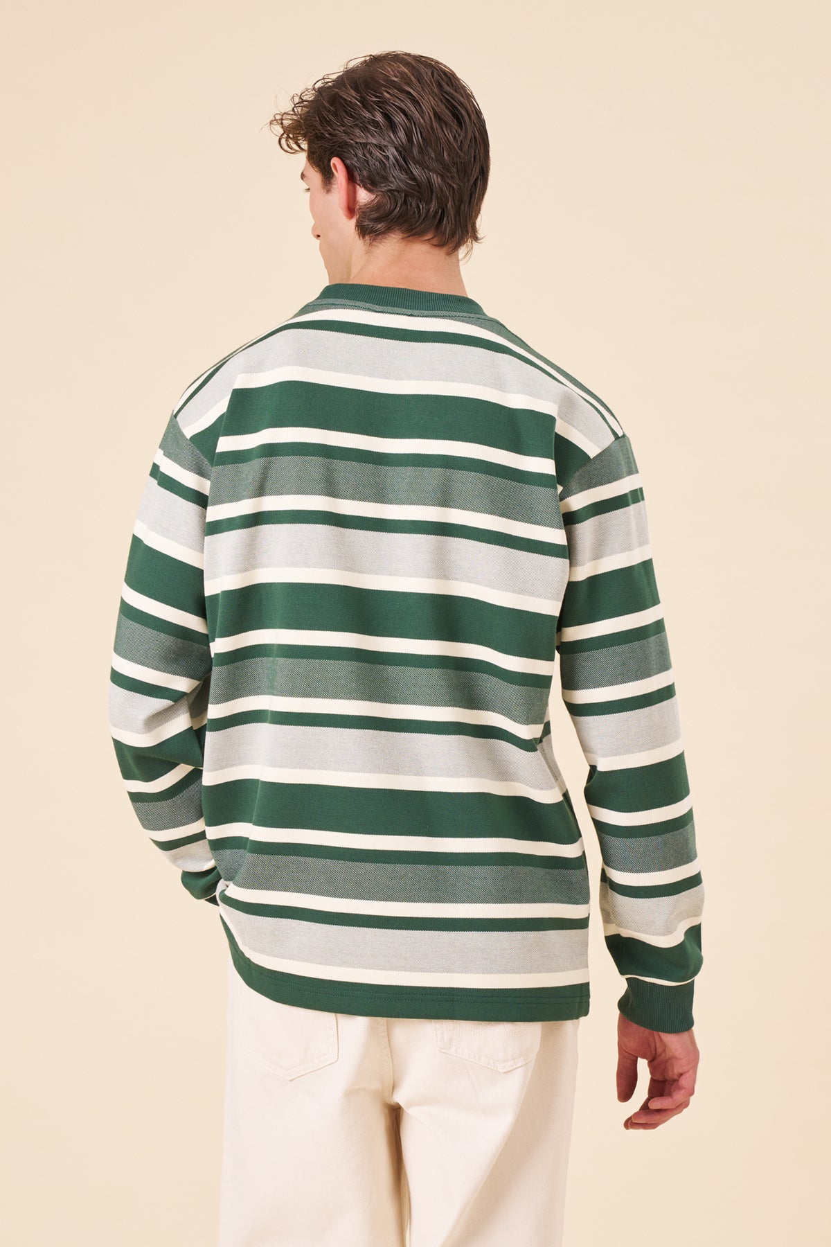 HEAVY STRIPE LS TEE - RETRO GREEN