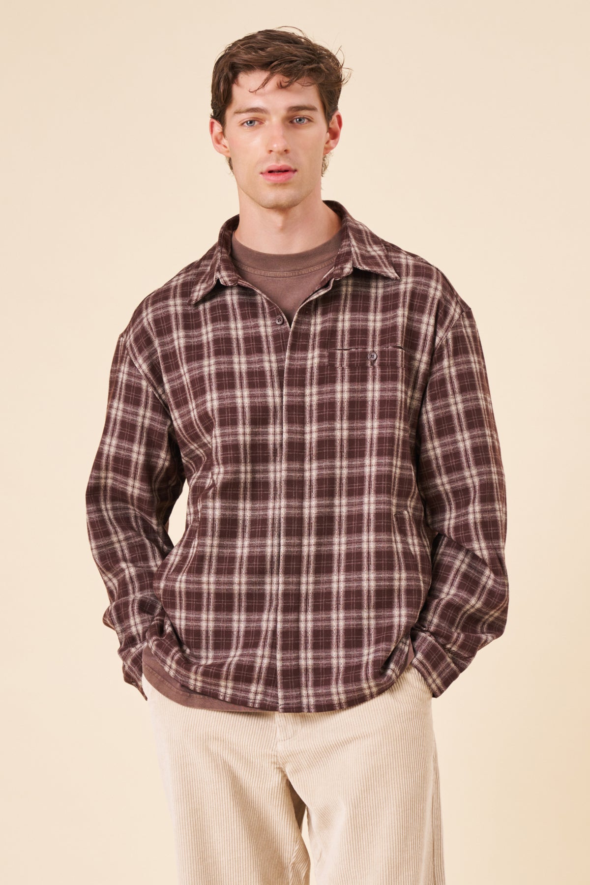 ARGYLE CHECK SHIRT - BROWN