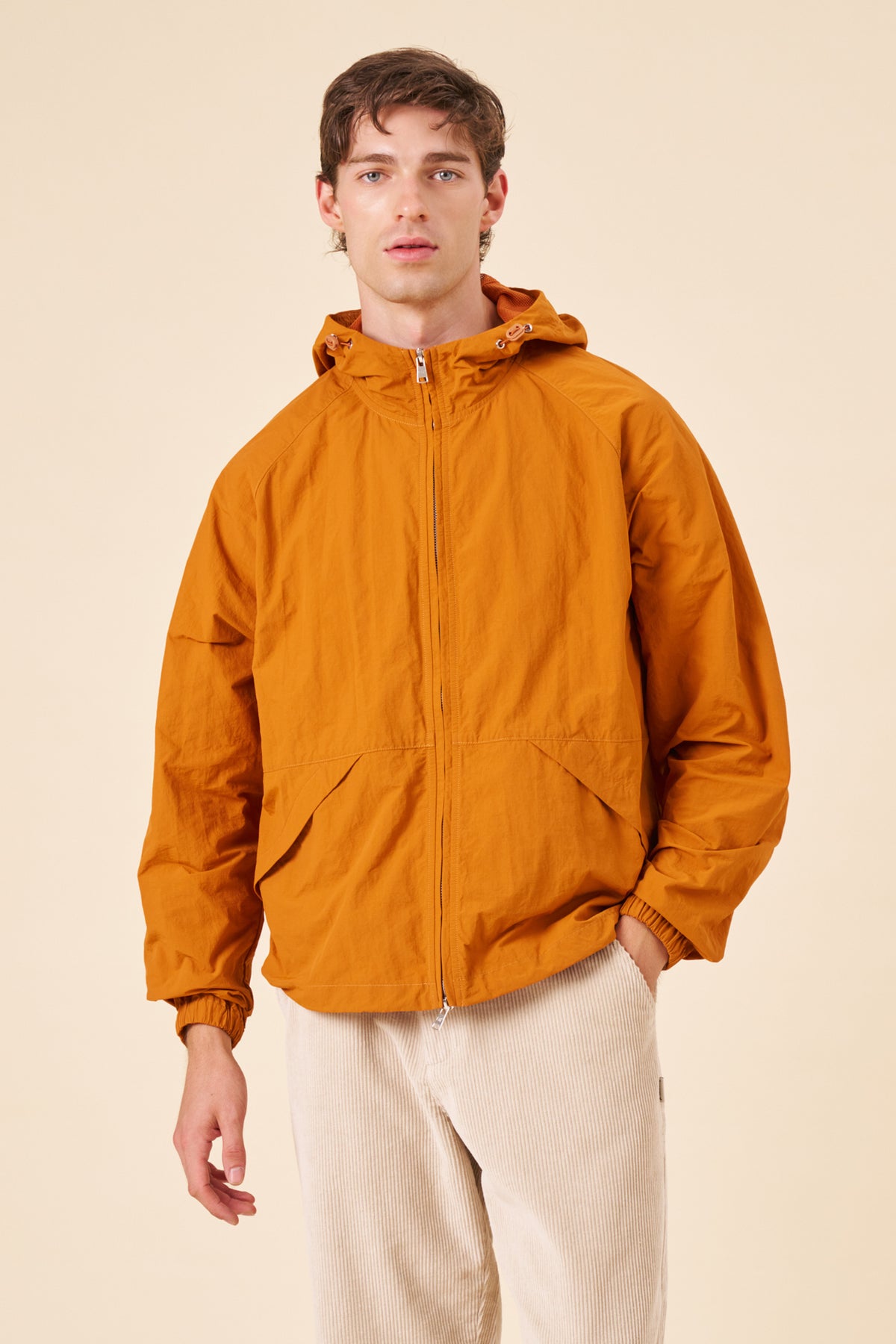 ACID WASH RIPSTOP WINDBREAKER - BURNT ORANGE