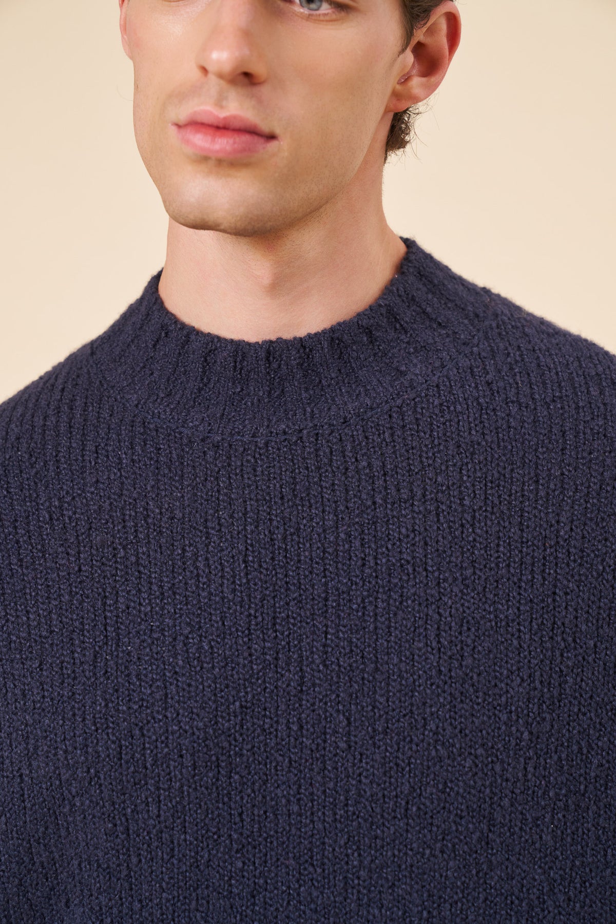 CROPPED WOOL KNIT - NAVY
